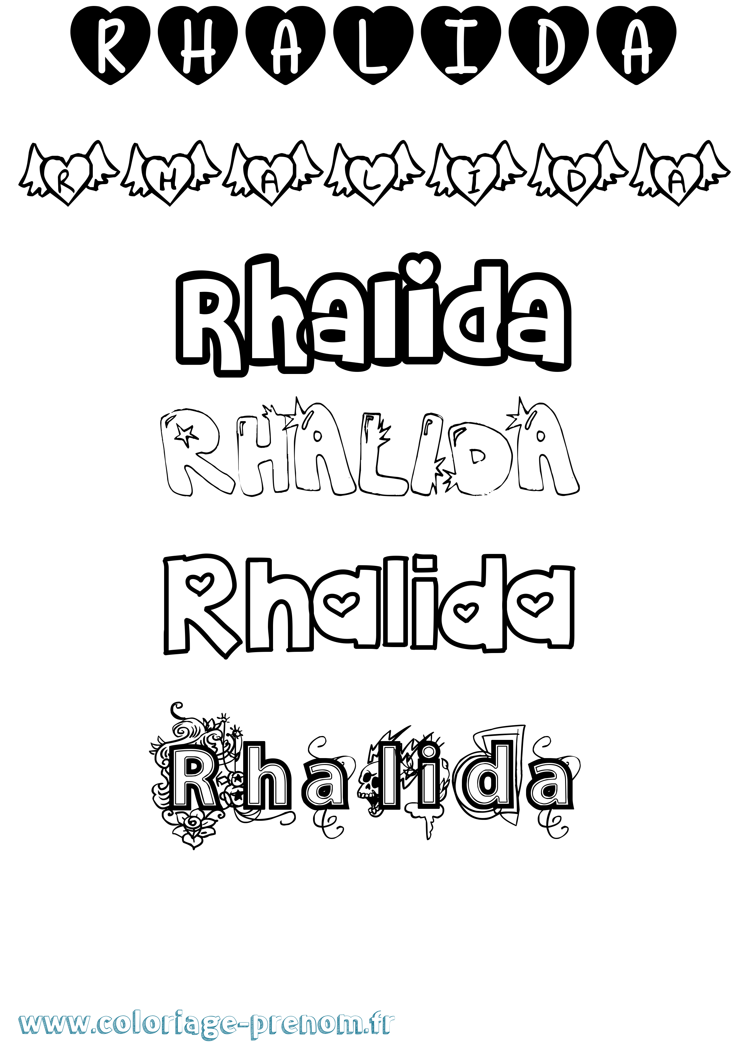 Coloriage Rhalida Girly Coloriage prénom Rhalida Girly
