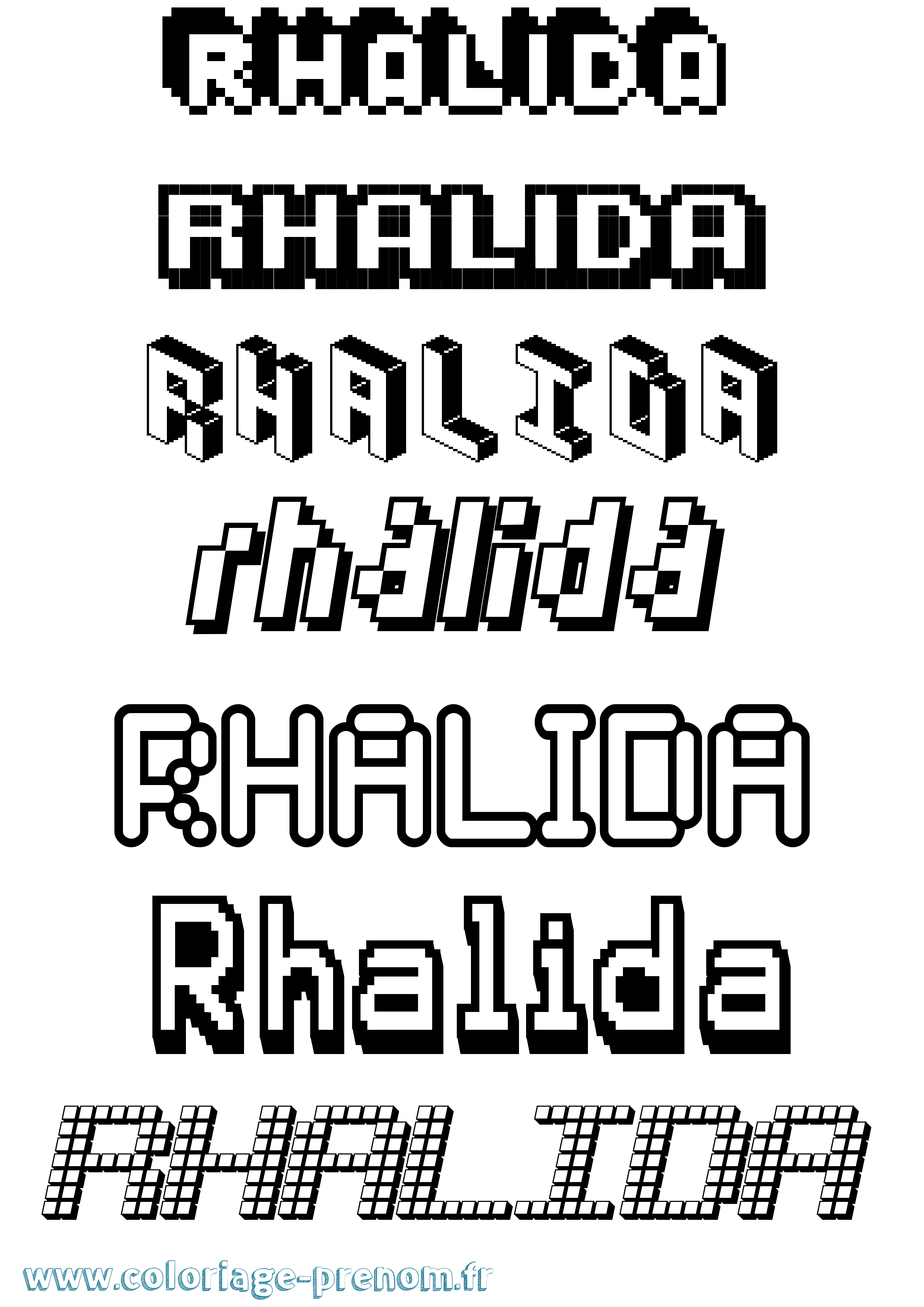 Coloriage Rhalida Pixel Coloriage prénom Rhalida Pixel