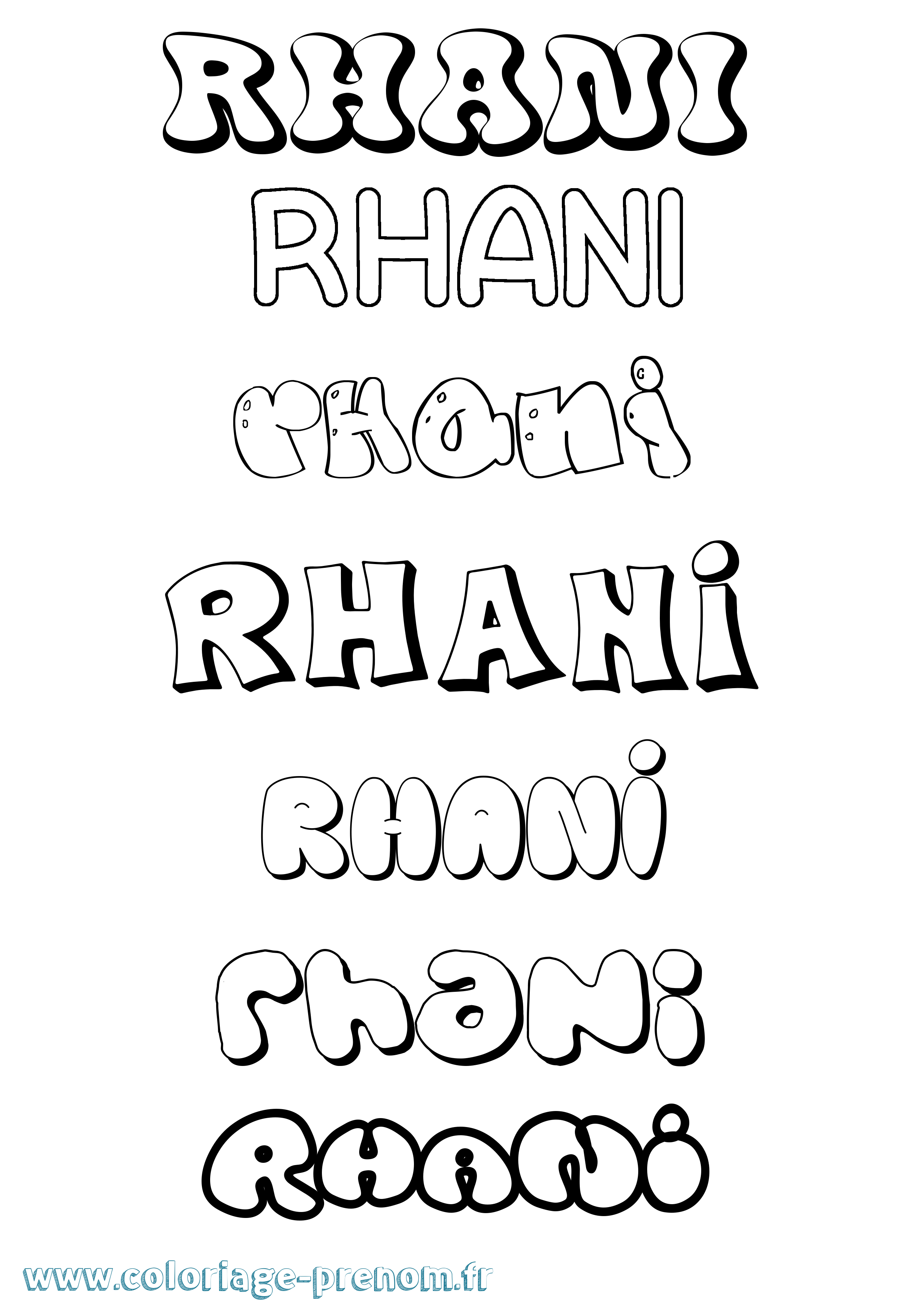 Coloriage Rhani Bubble Coloriage prénom Rhani Bubble