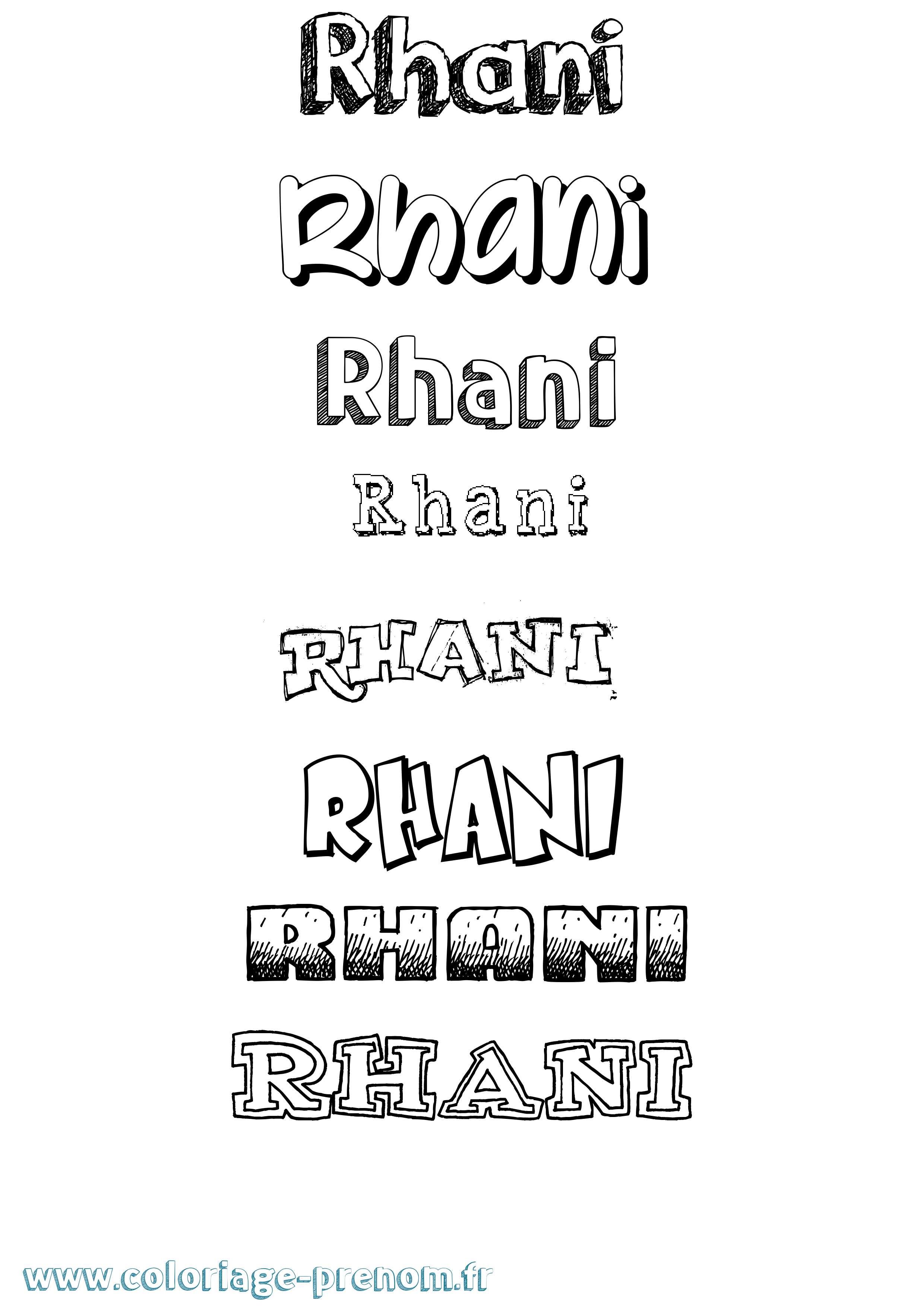 Coloriage Rhani Dessiné Coloriage prénom Rhani Dessiné