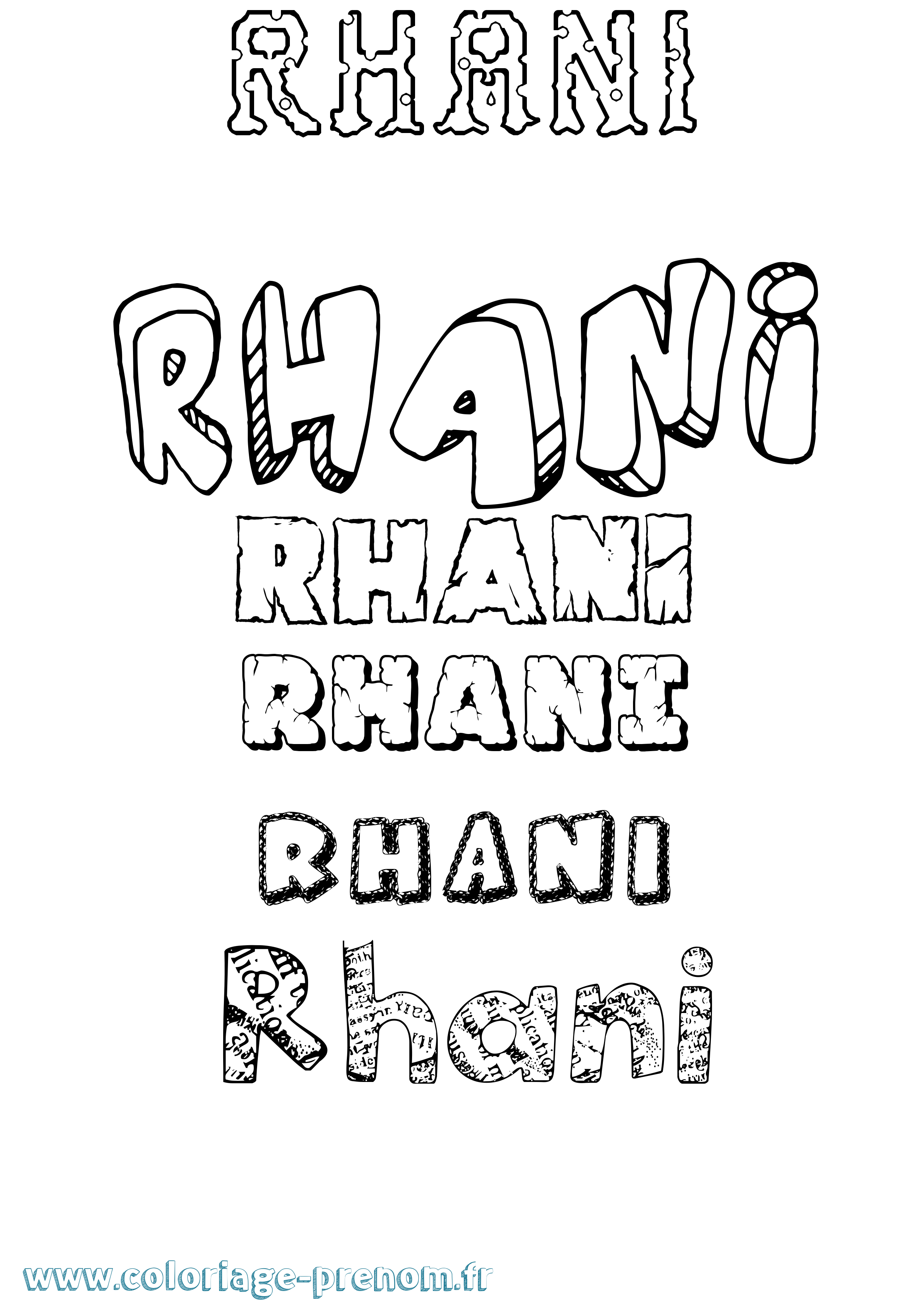 Coloriage Rhani Destructuré Coloriage prénom Rhani Destructuré