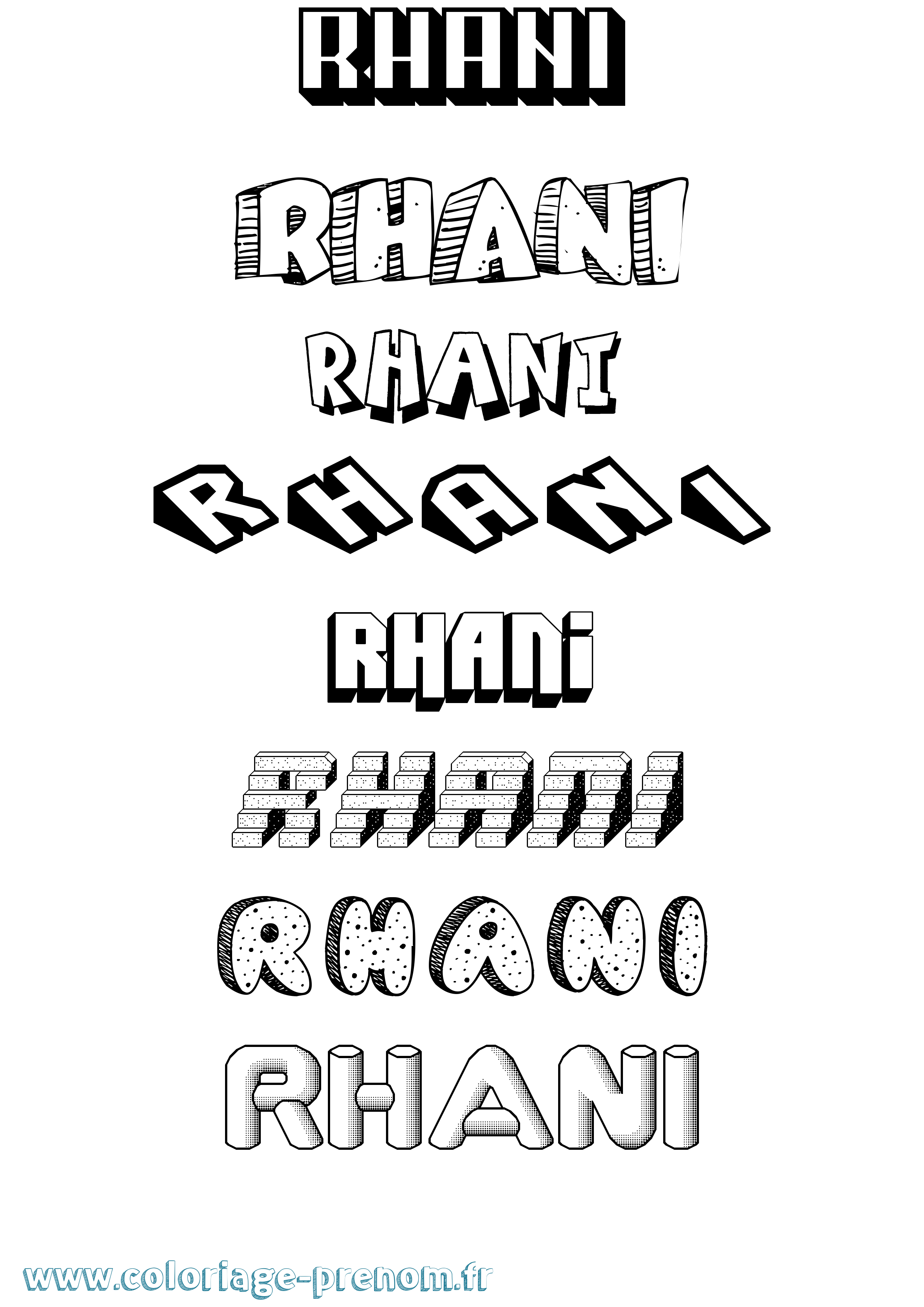 Coloriage Rhani Effet 3D Coloriage prénom Rhani Effet 3D