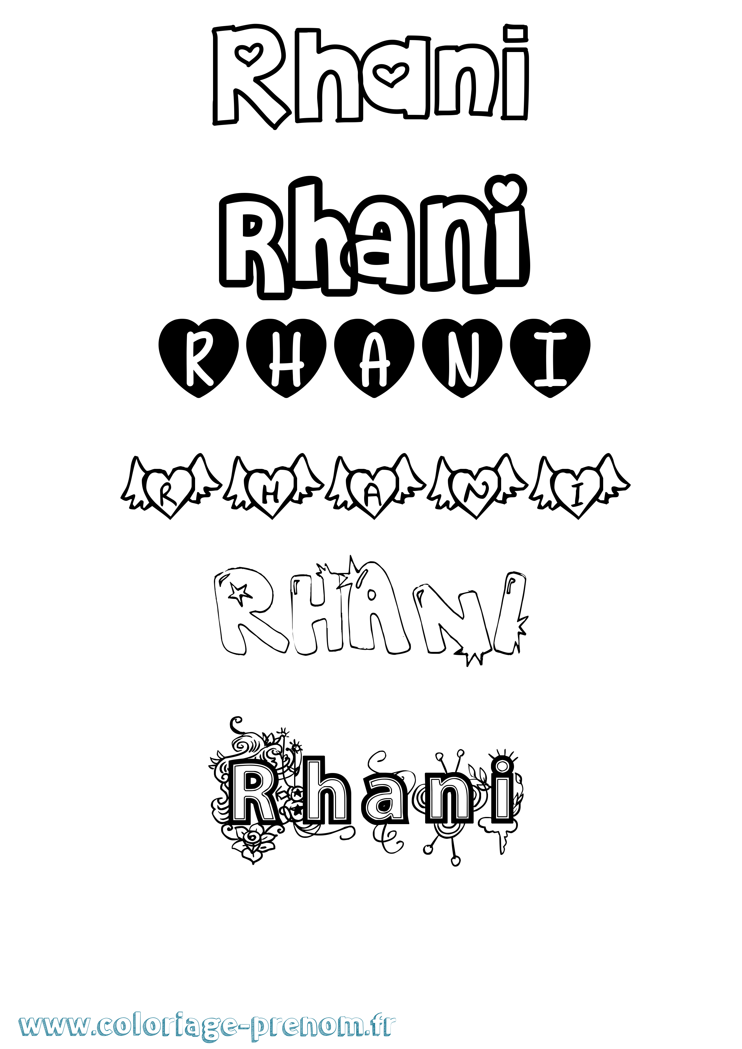 Coloriage Rhani Girly Coloriage prénom Rhani Girly