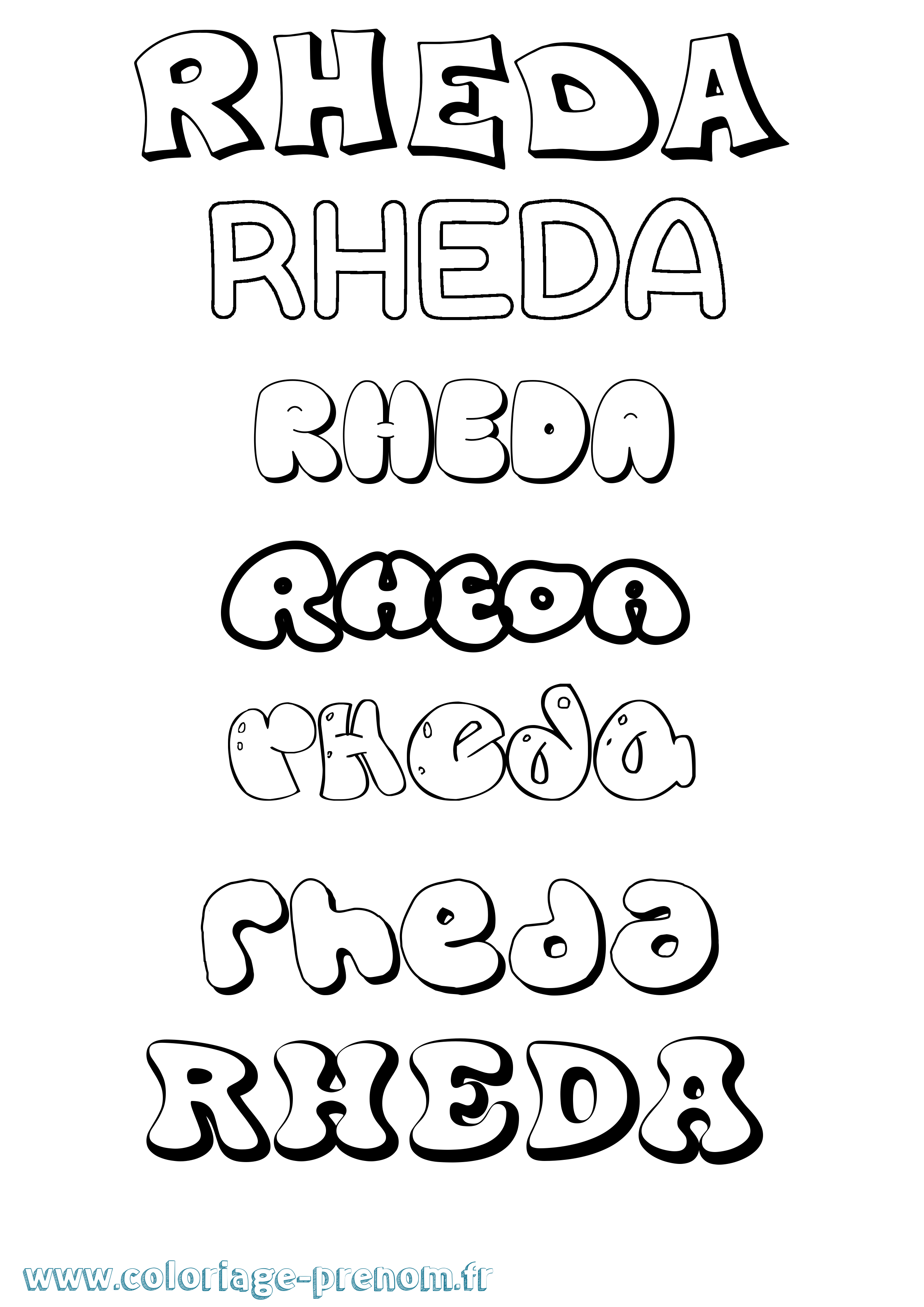 Coloriage Rheda Bubble Coloriage prénom Rheda Bubble