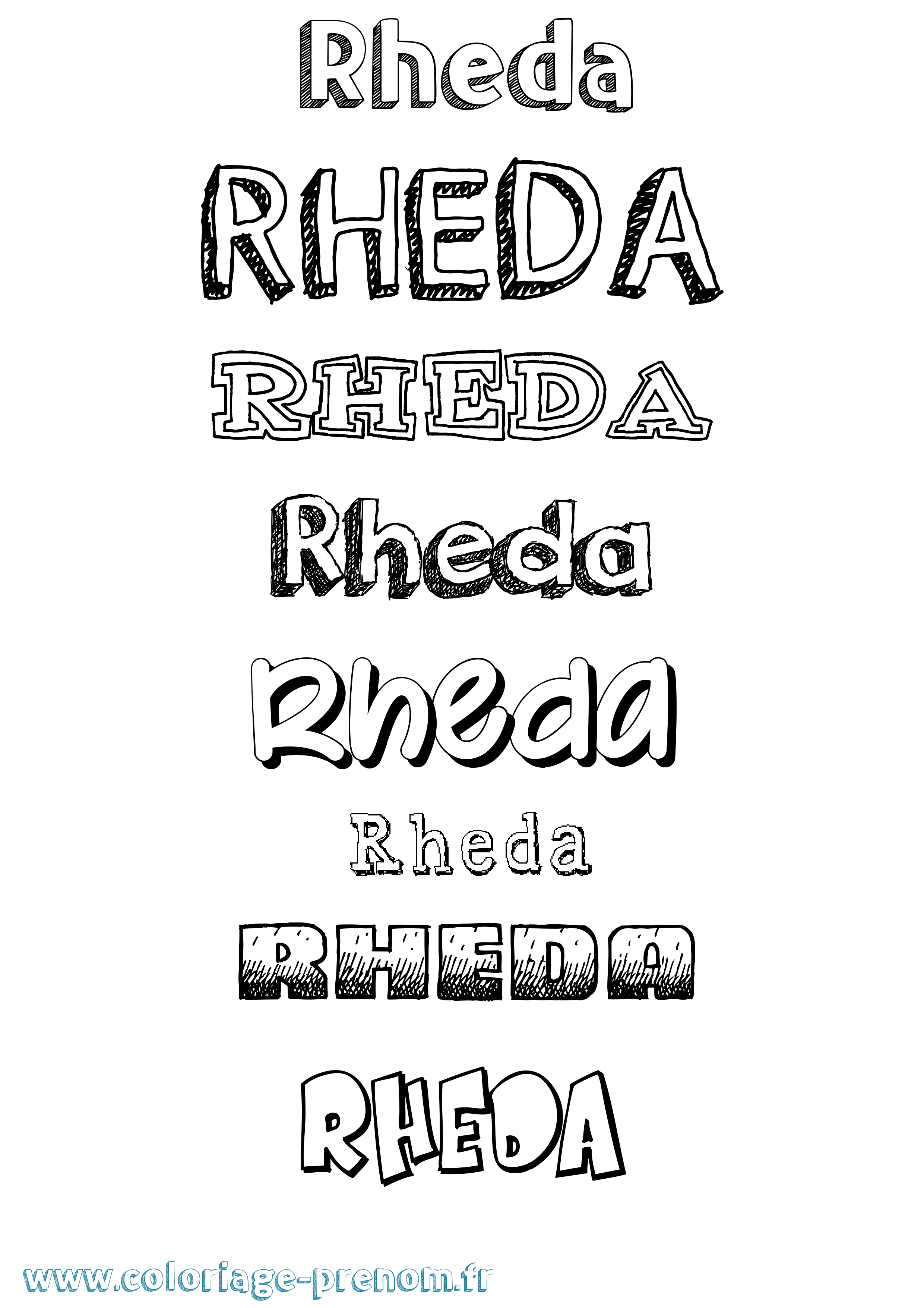 Coloriage Rheda Dessiné Coloriage prénom Rheda Dessiné