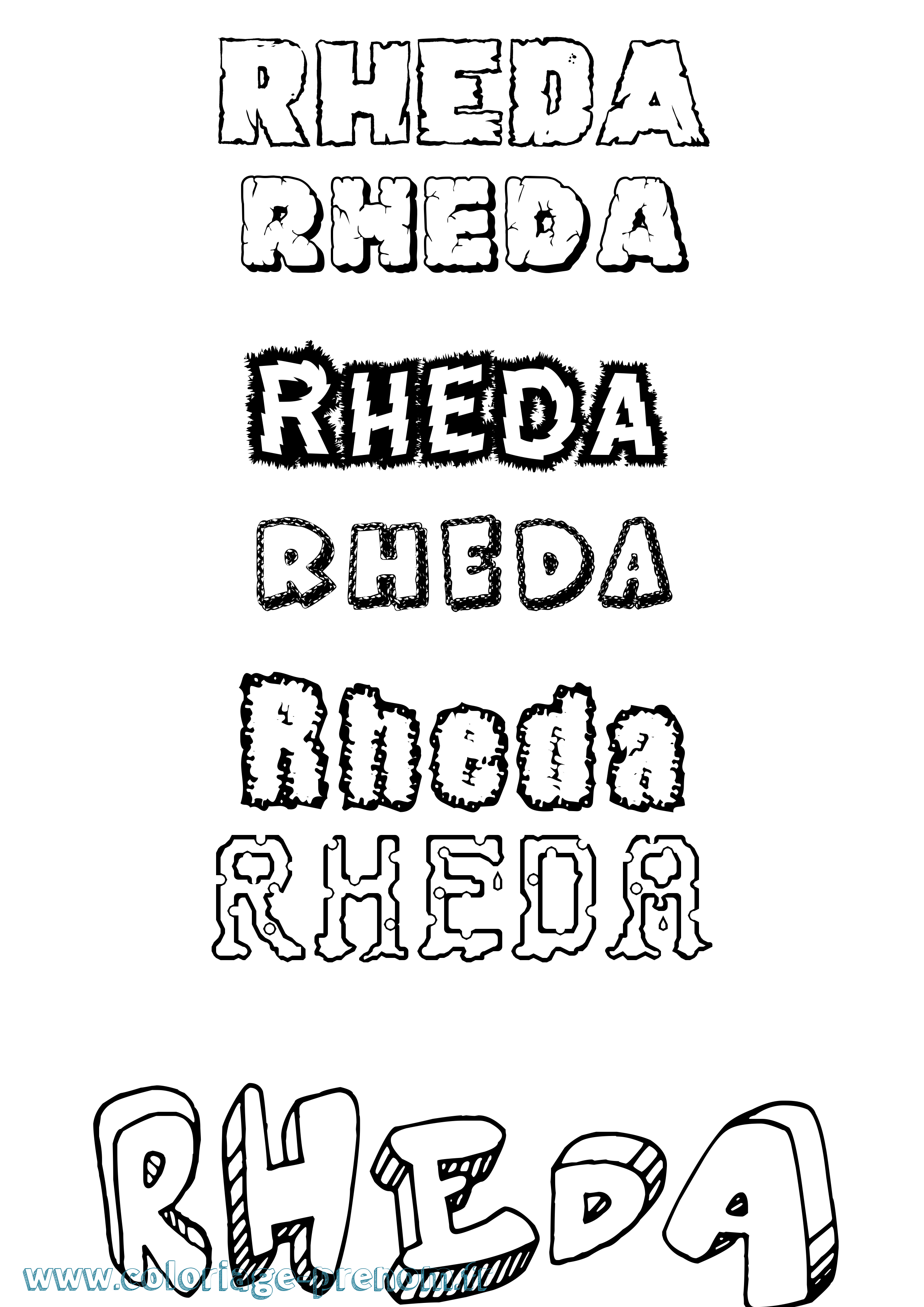 Coloriage Rheda Destructuré Coloriage prénom Rheda Destructuré