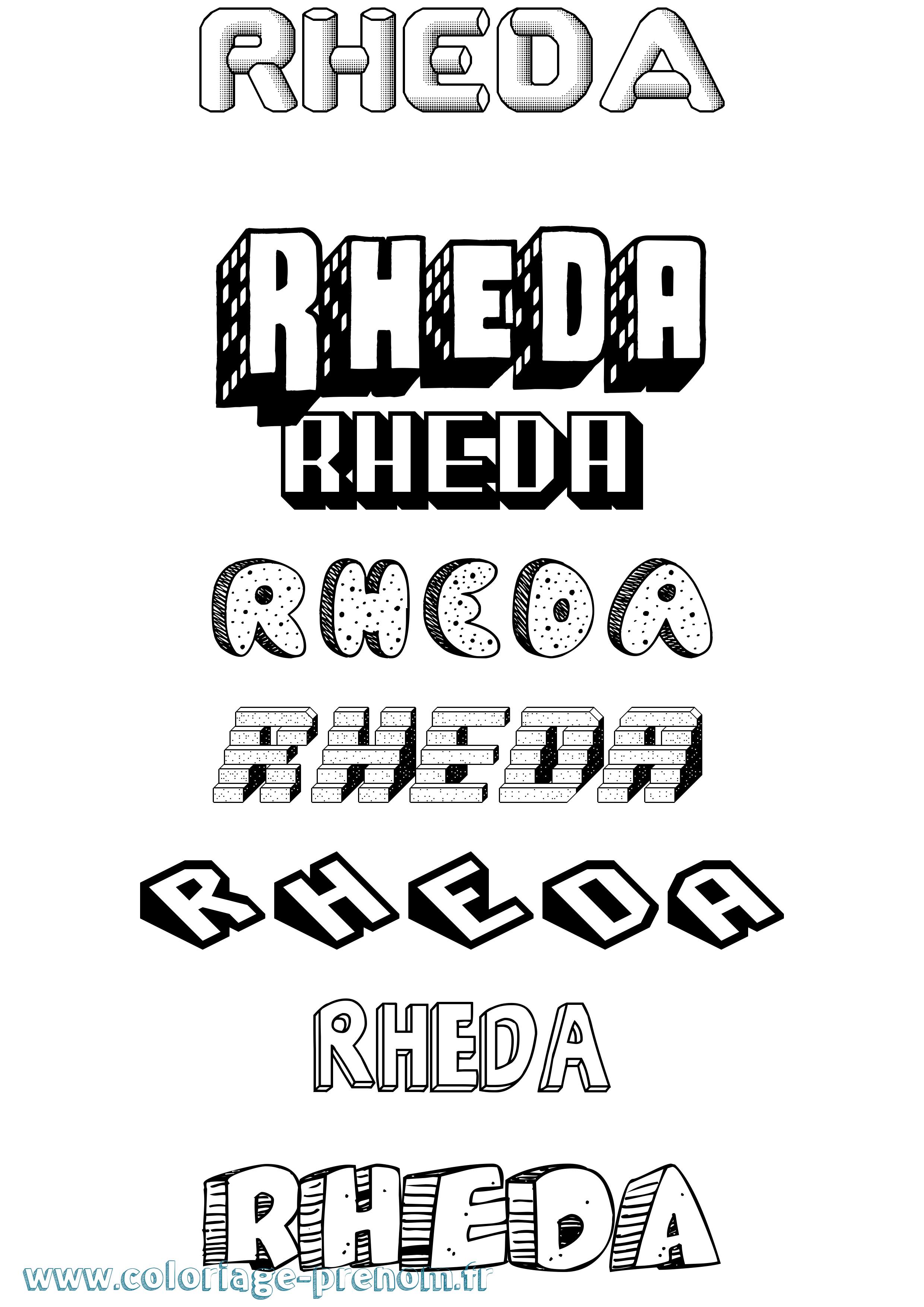 Coloriage Rheda Effet 3D Coloriage prénom Rheda Effet 3D
