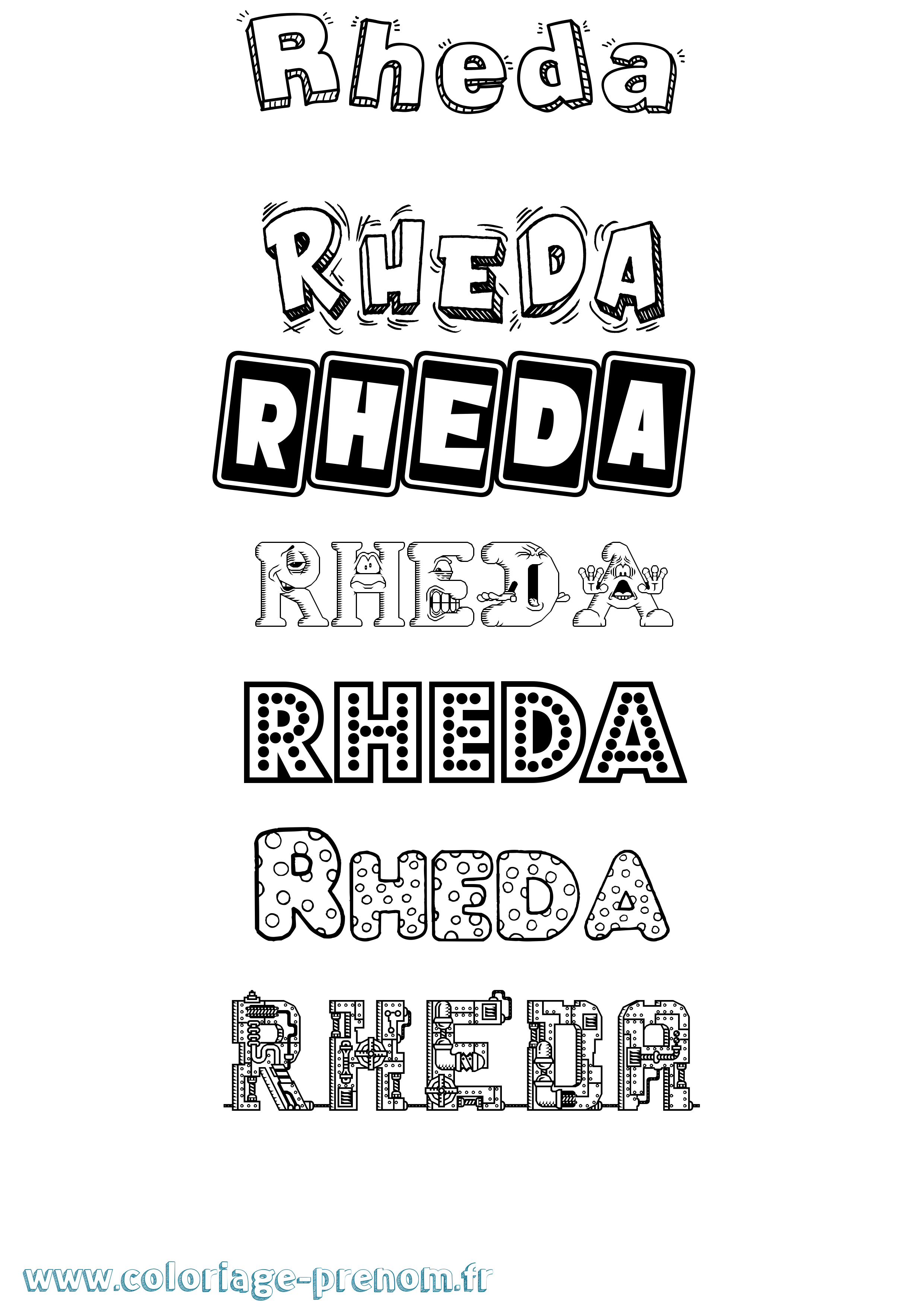 Coloriage Rheda Fun Coloriage prénom Rheda Fun