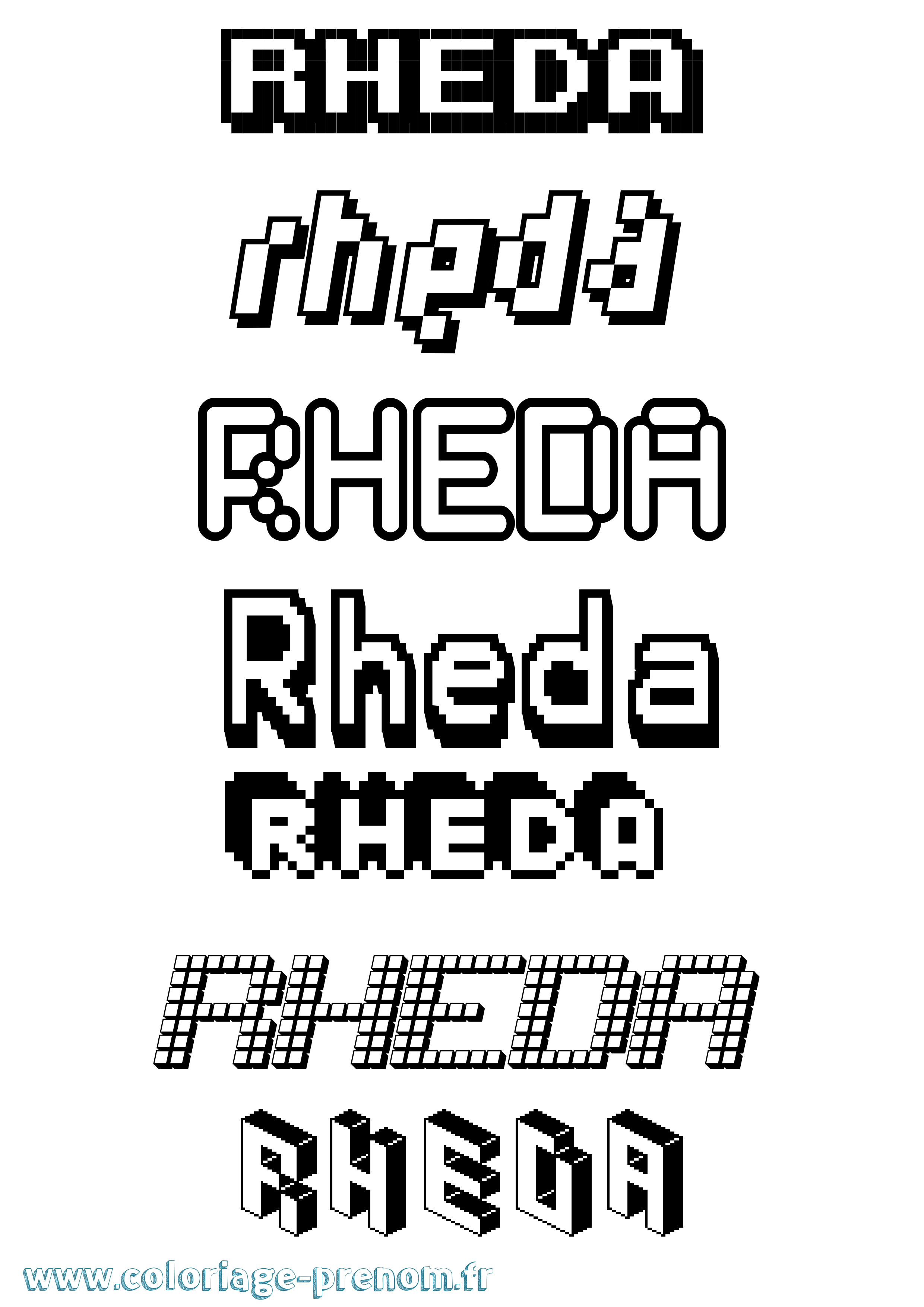 Coloriage Rheda Pixel Coloriage prénom Rheda Pixel