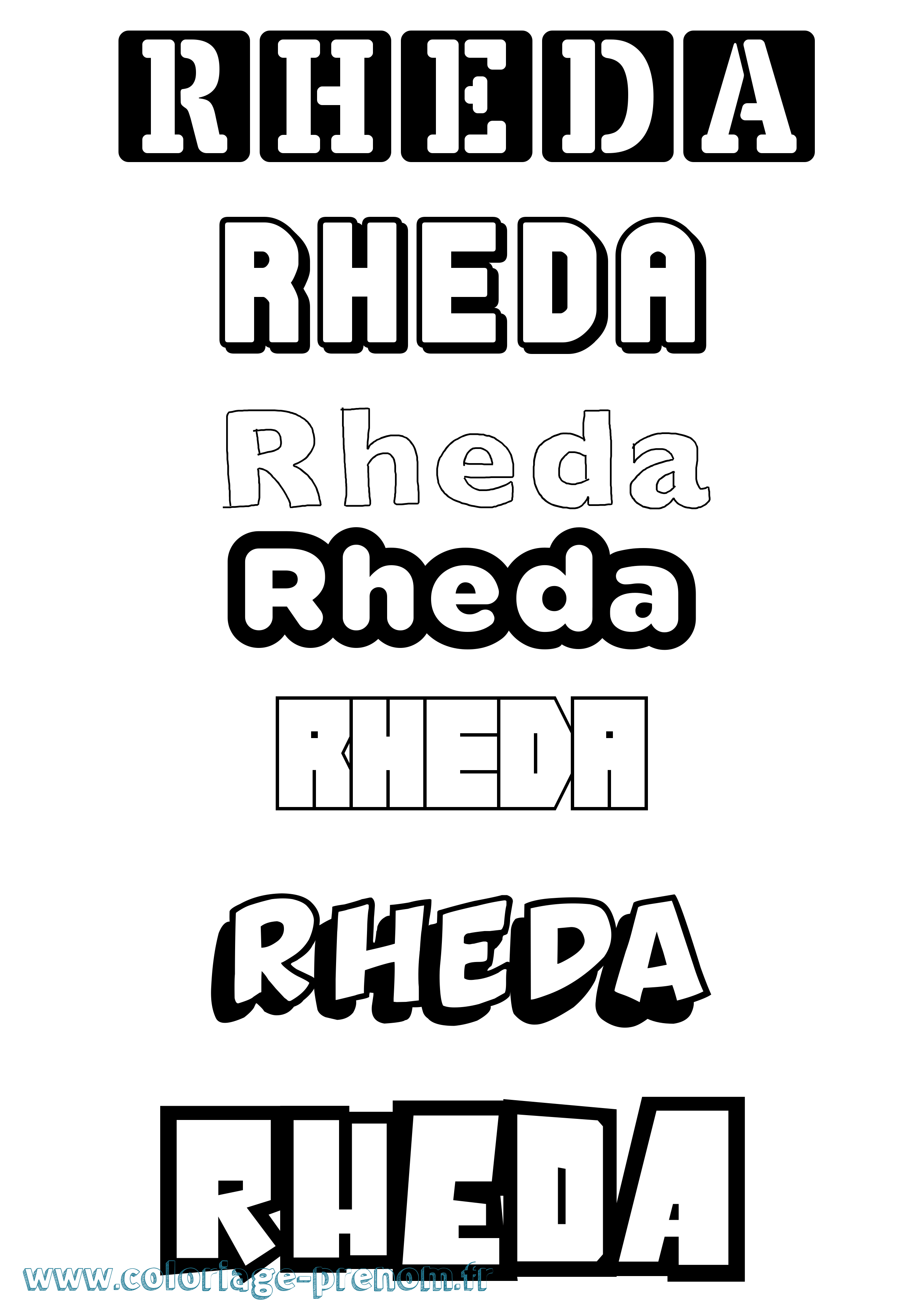 Coloriage Rheda Simple Coloriage prénom Rheda Simple