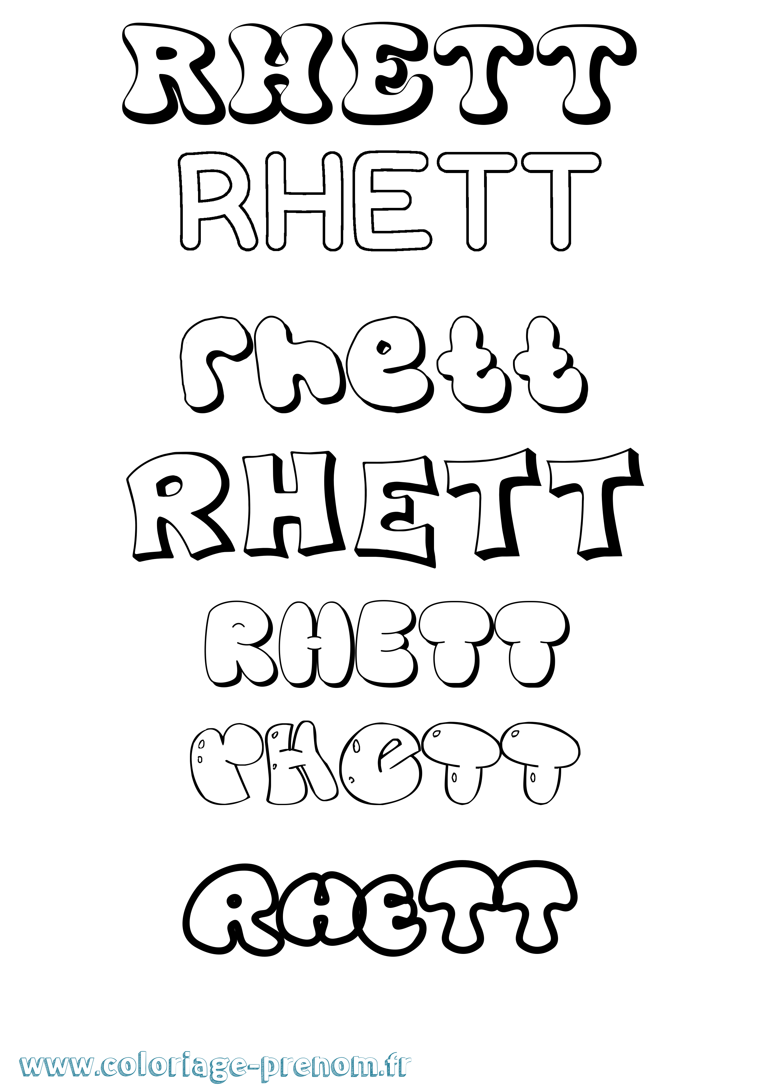 Coloriage Rhett Bubble Coloriage prénom Rhett Bubble