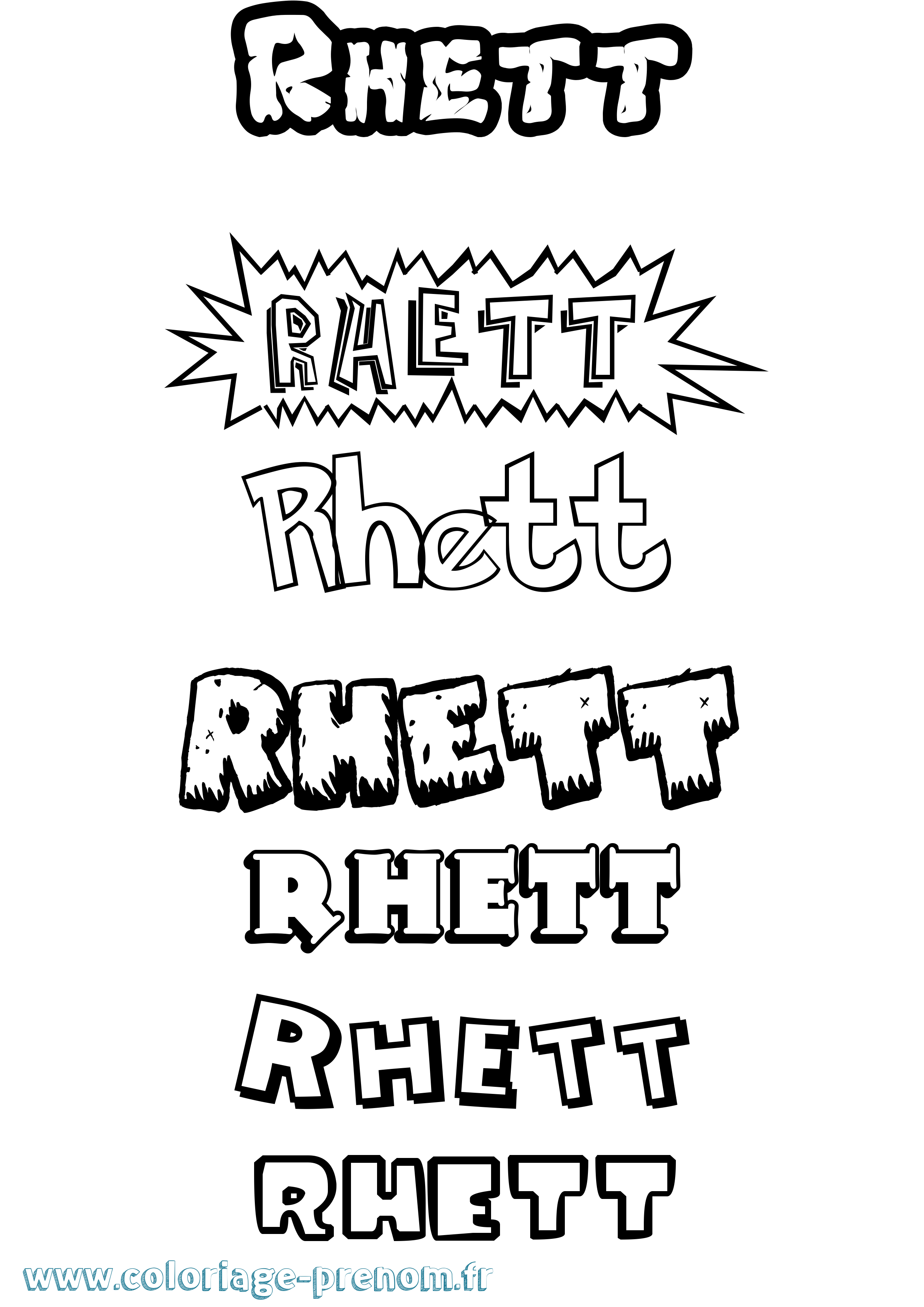 Coloriage Rhett Dessin Animé Coloriage prénom Rhett Dessin Animé