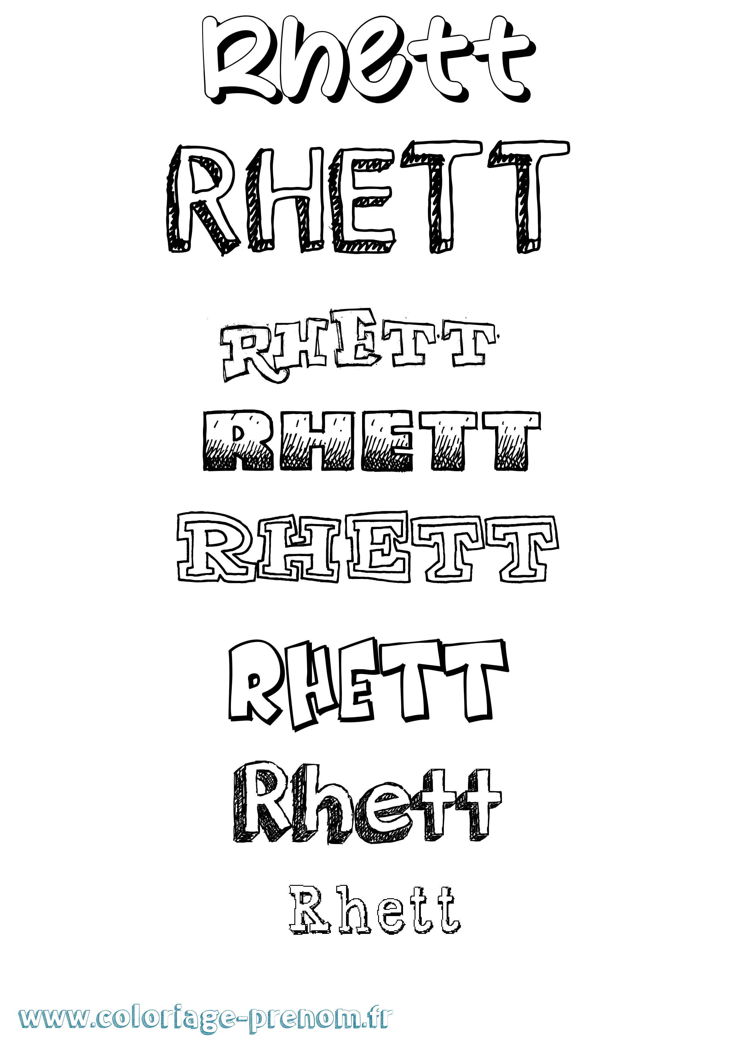 Coloriage Rhett Dessiné Coloriage prénom Rhett Dessiné