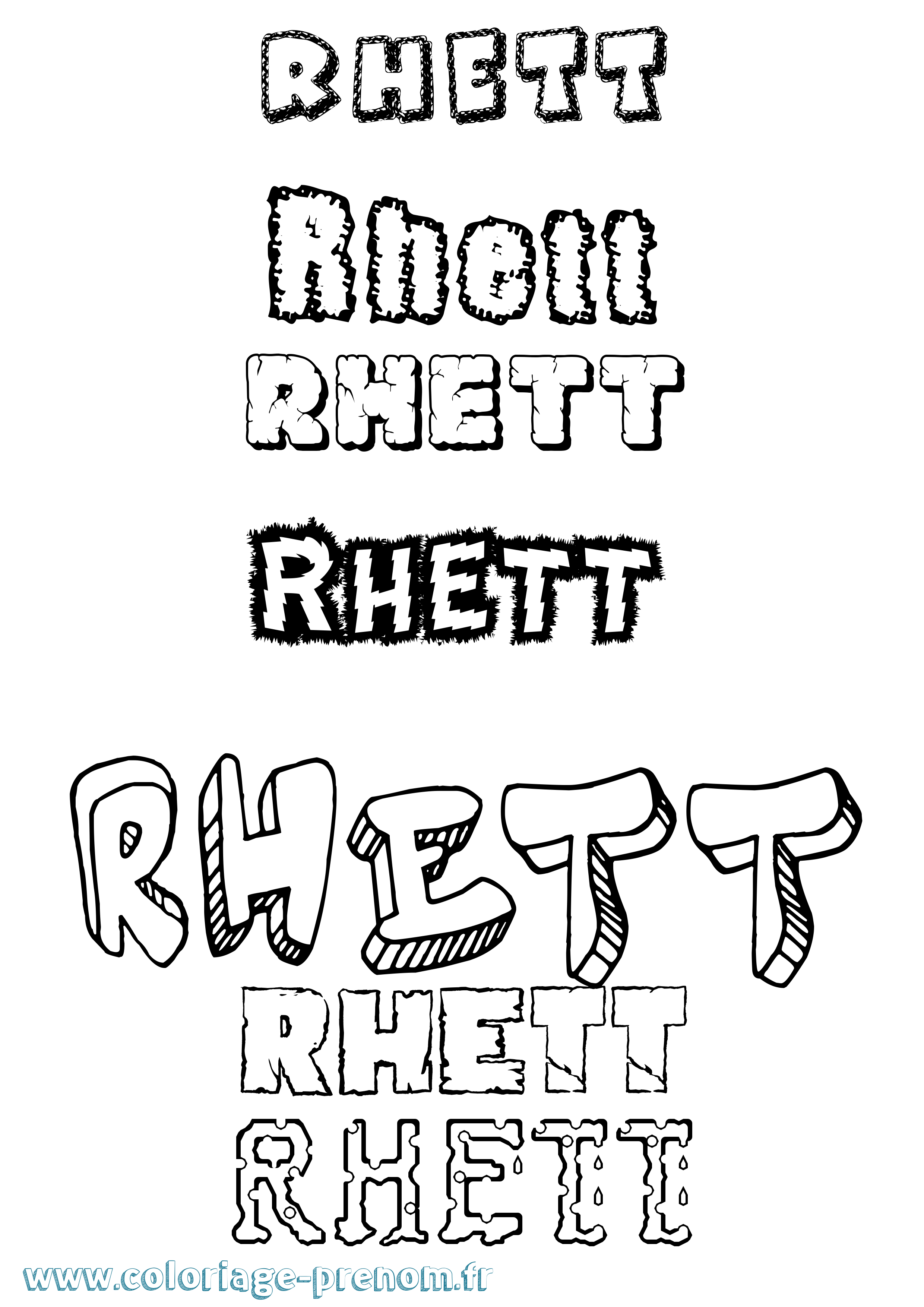 Coloriage Rhett Destructuré Coloriage prénom Rhett Destructuré