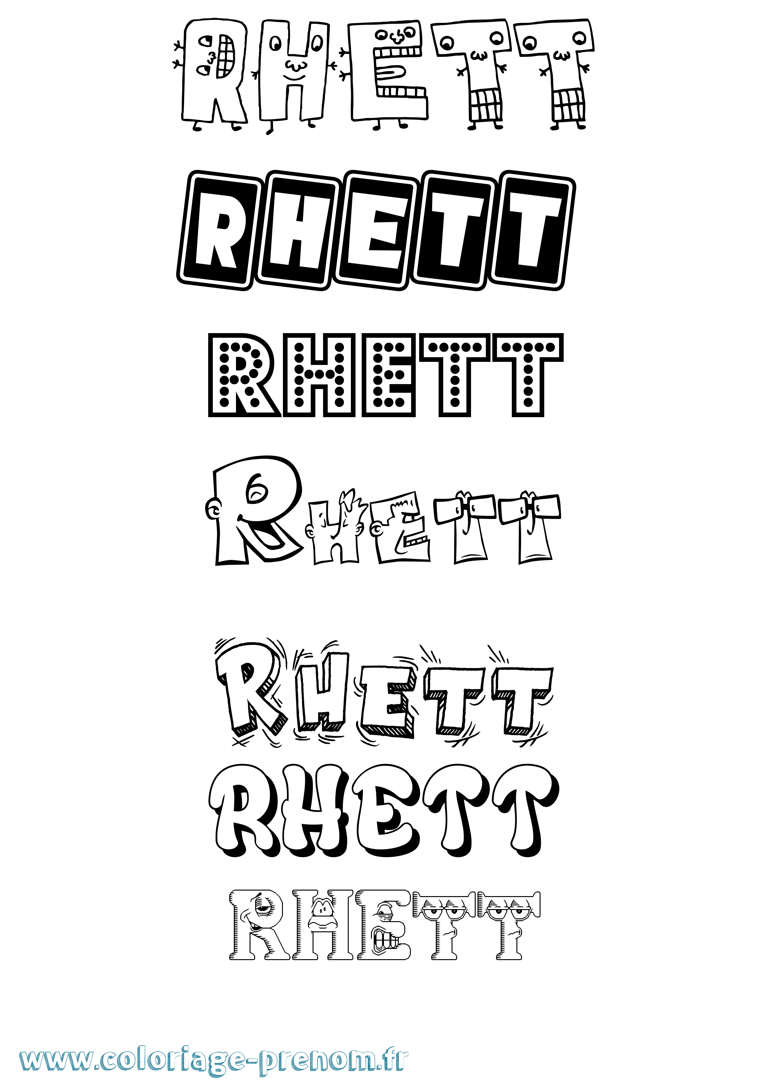 Coloriage Rhett Fun Coloriage prénom Rhett Fun