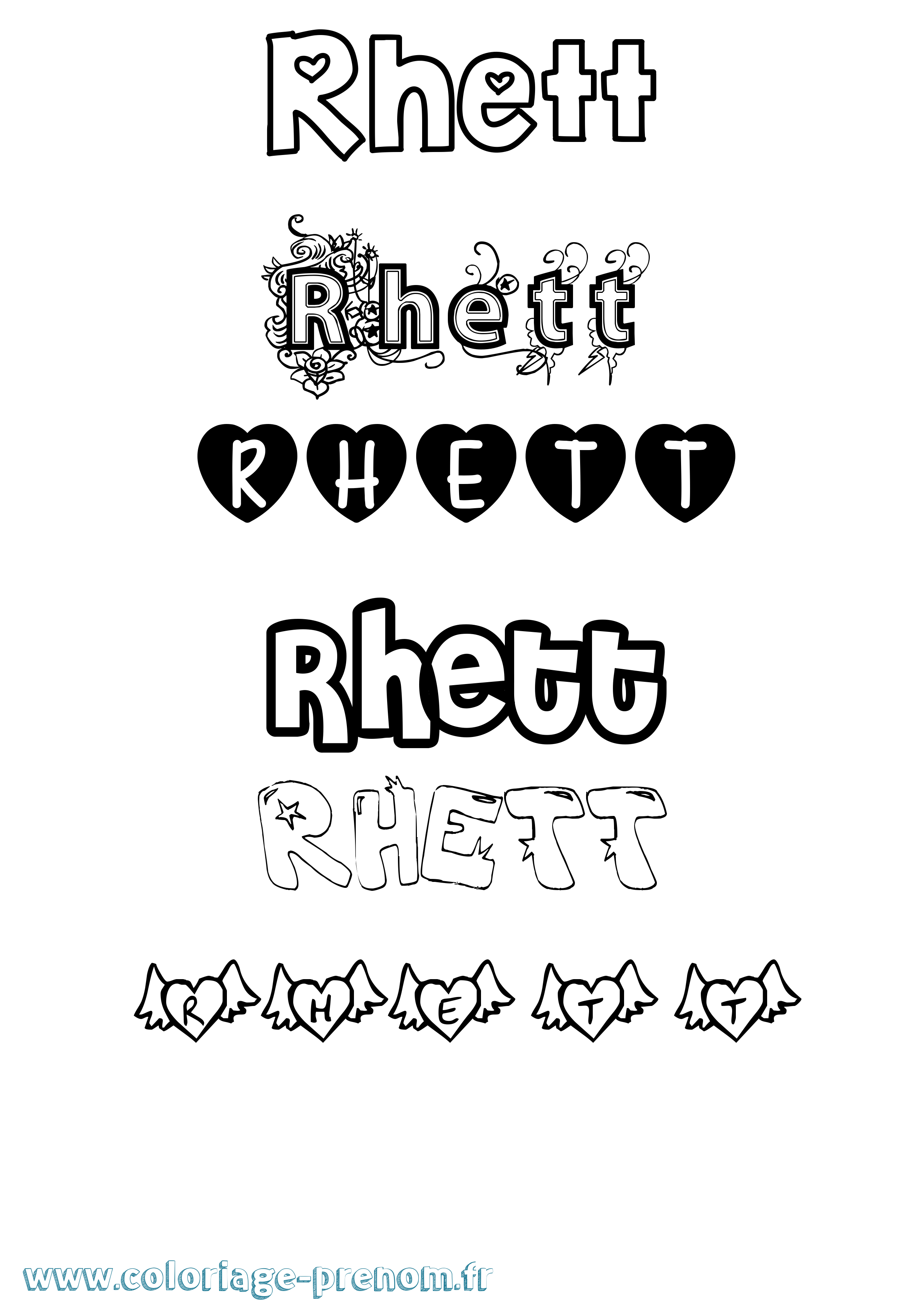 Coloriage Rhett Girly Coloriage prénom Rhett Girly