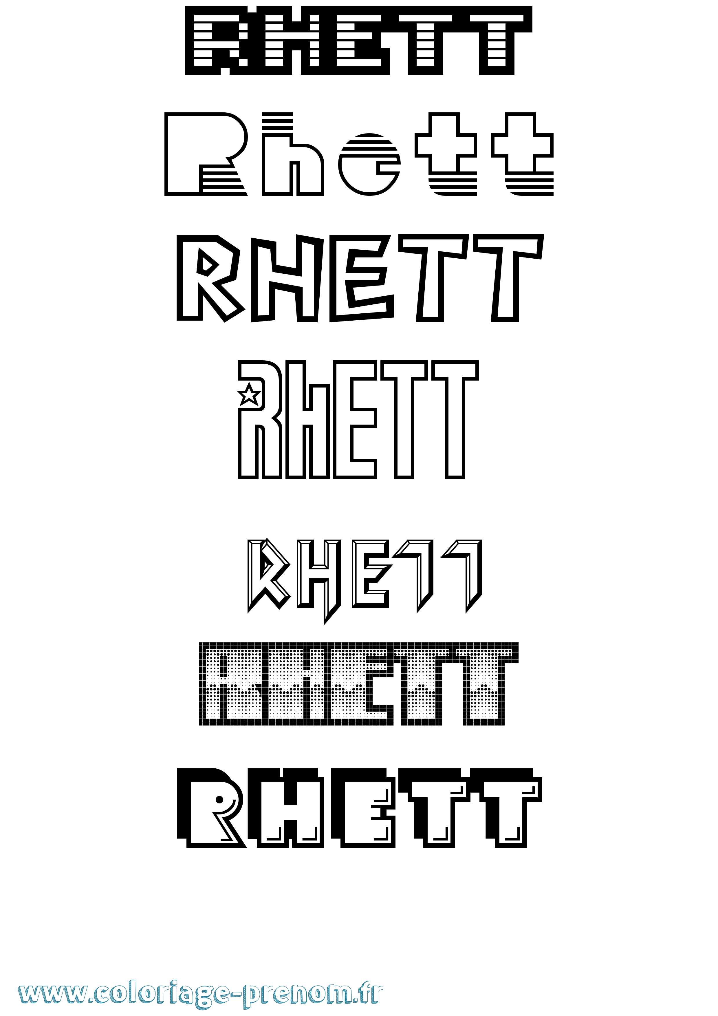 Coloriage Rhett Jeux Vidéos Coloriage prénom Rhett Jeux Vidéos