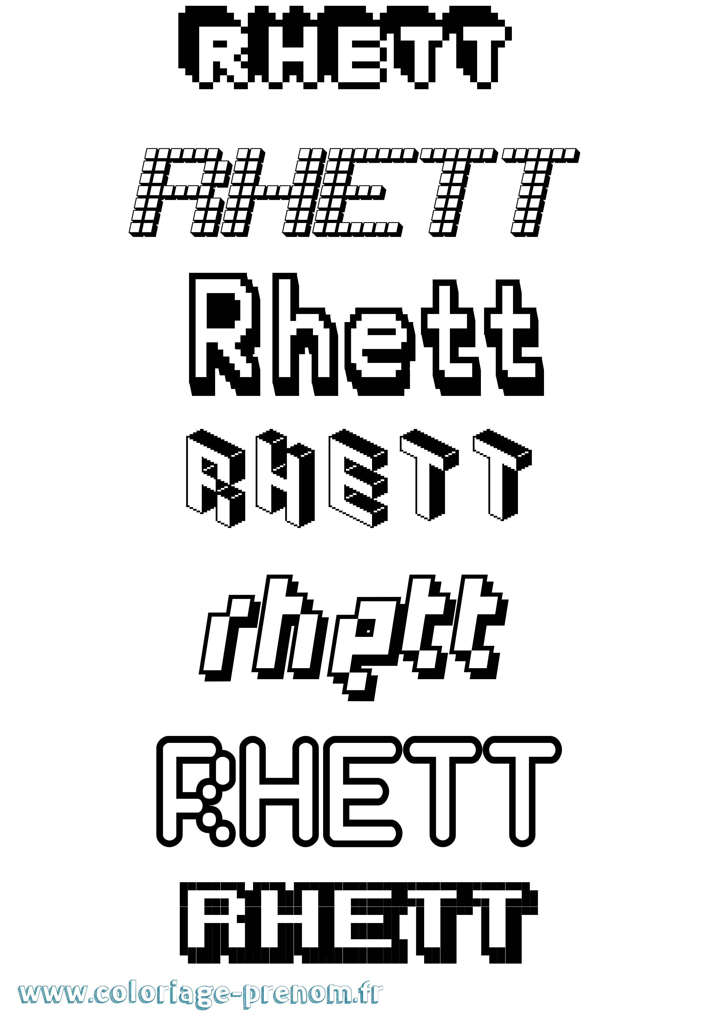 Coloriage Rhett Pixel Coloriage prénom Rhett Pixel