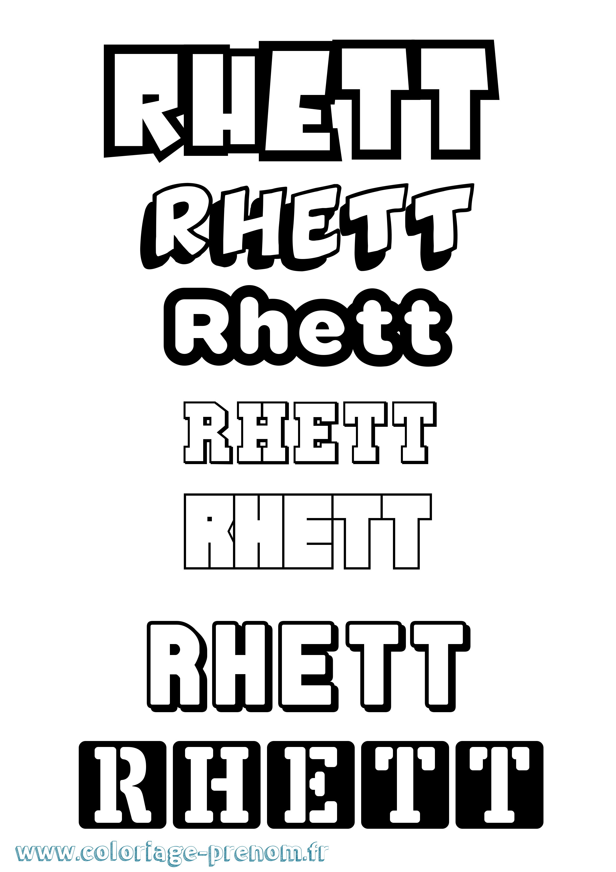 Coloriage Rhett Simple Coloriage prénom Rhett Simple