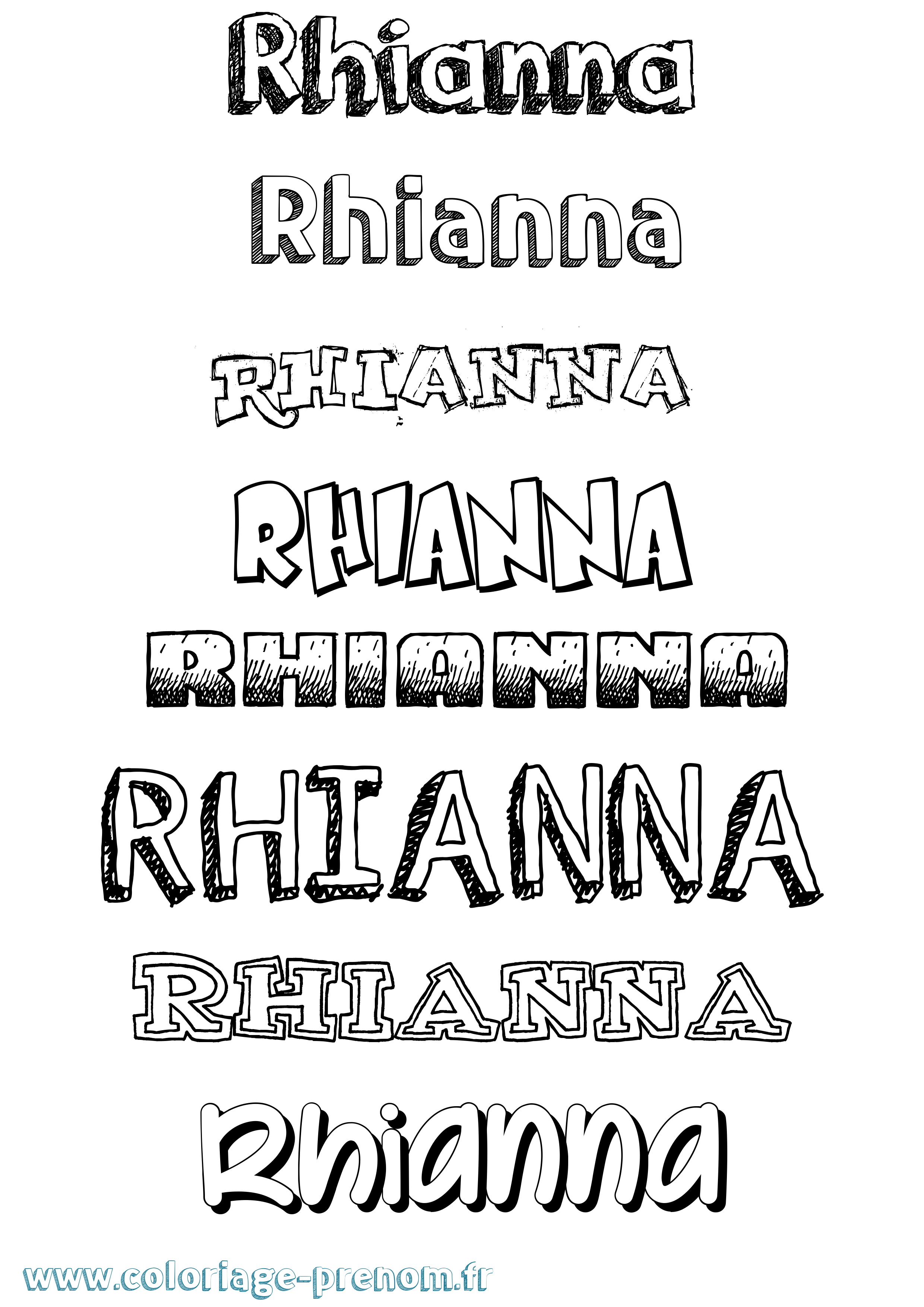Coloriage Rhianna Dessiné Coloriage prénom Rhianna Dessiné