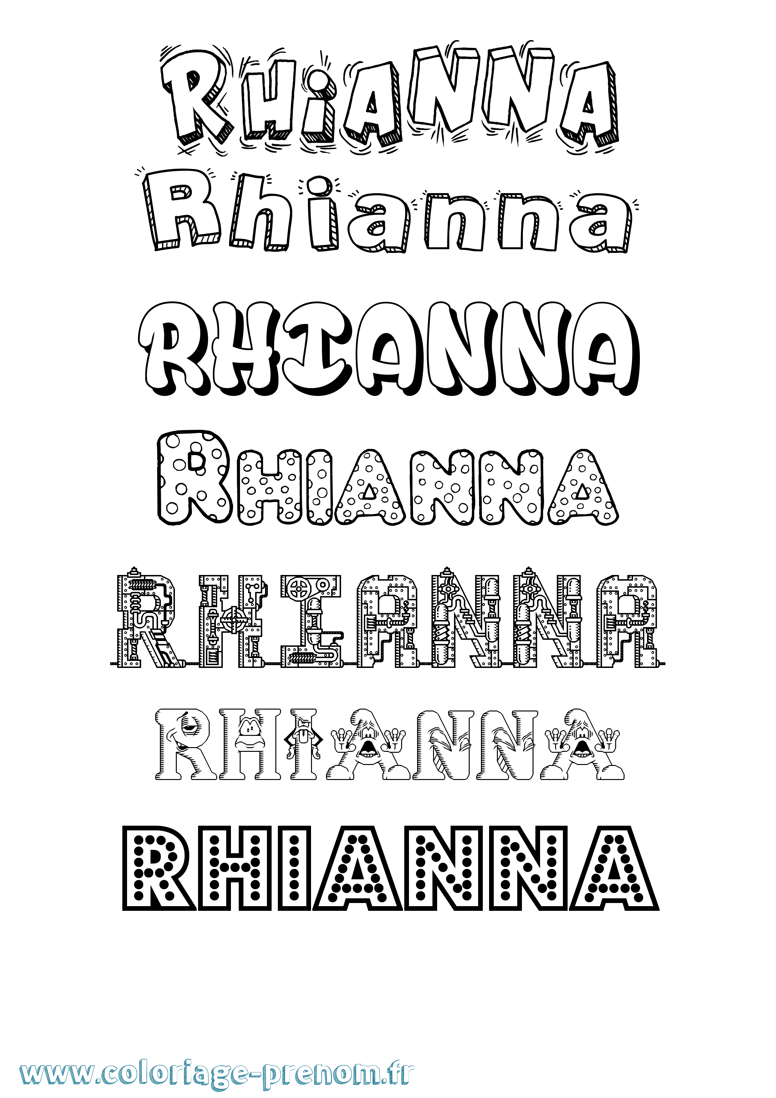 Coloriage Rhianna Fun Coloriage prénom Rhianna Fun