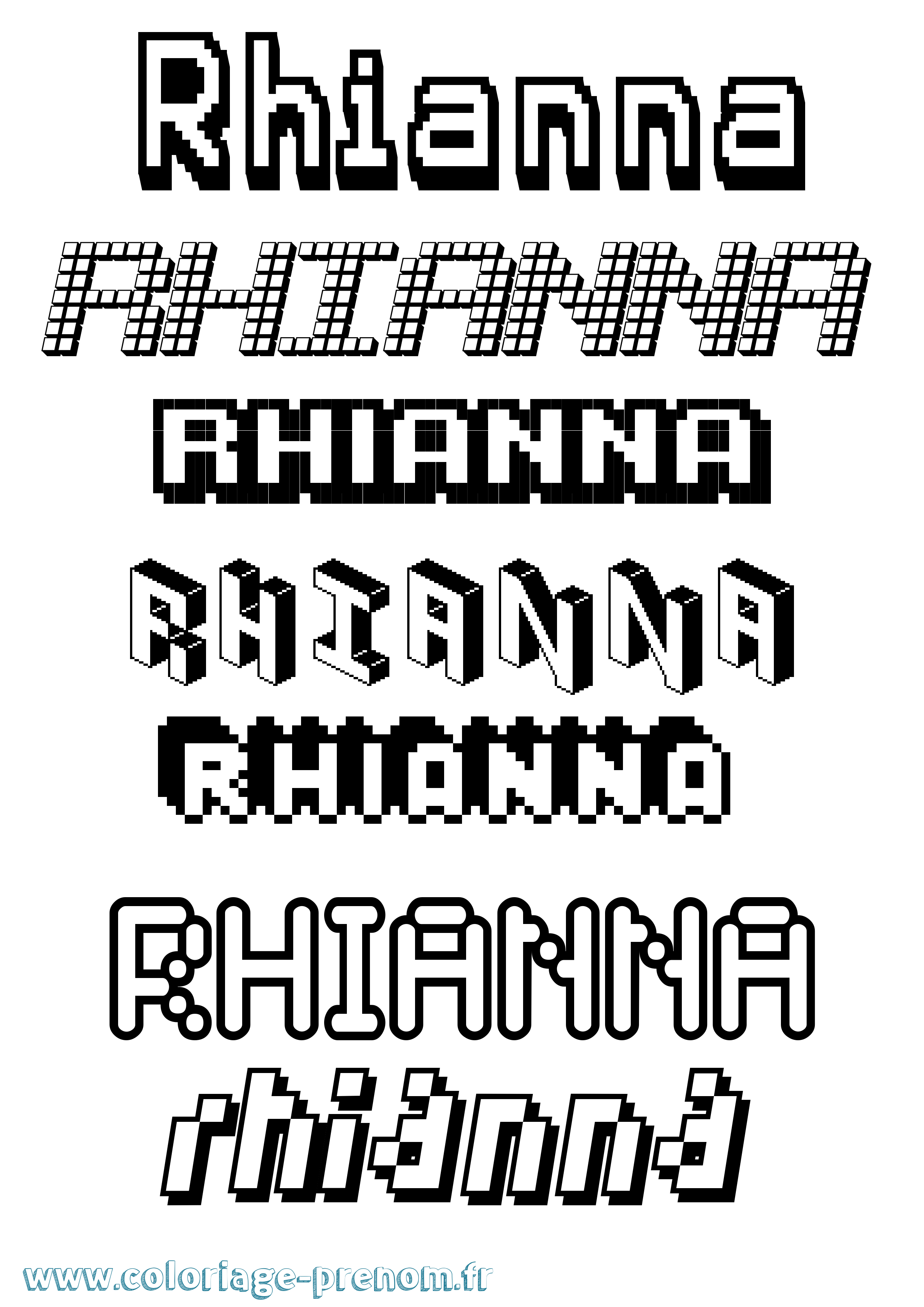 Coloriage Rhianna Pixel Coloriage prénom Rhianna Pixel