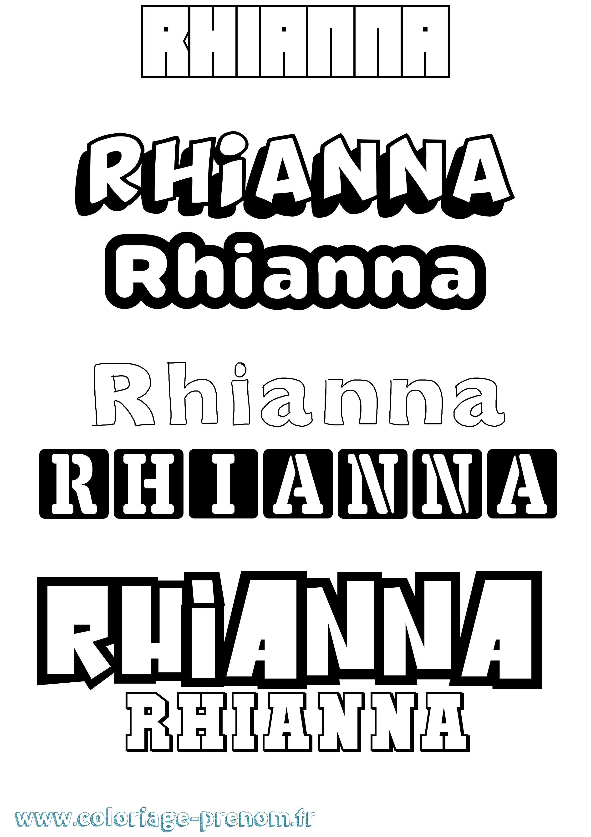 Coloriage Rhianna Simple Coloriage prénom Rhianna Simple