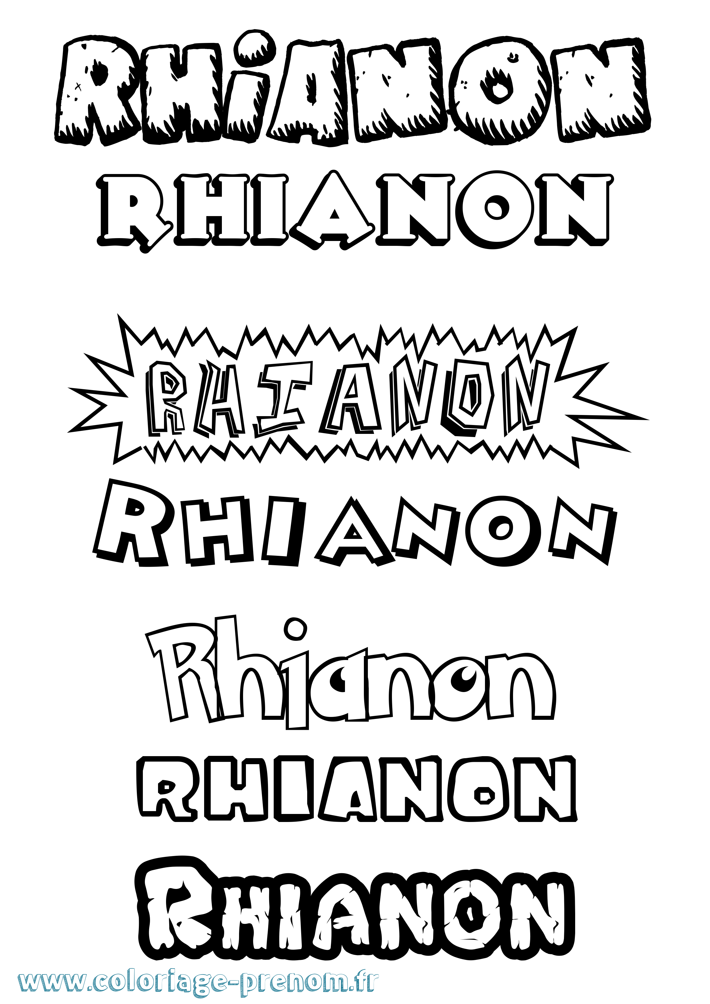 Coloriage Rhianon Dessin Animé Coloriage prénom Rhianon Dessin Animé