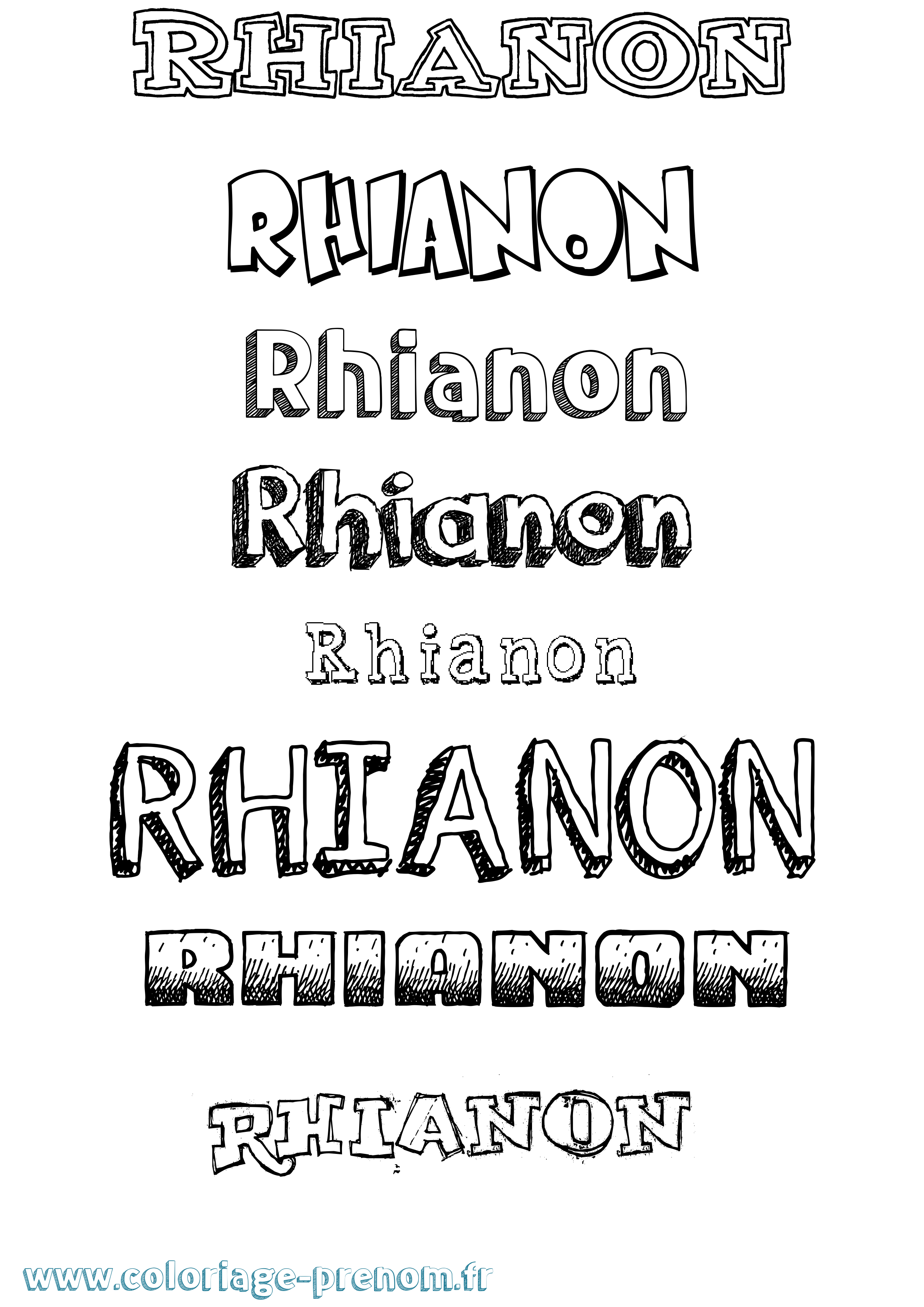 Coloriage Rhianon Dessiné Coloriage prénom Rhianon Dessiné