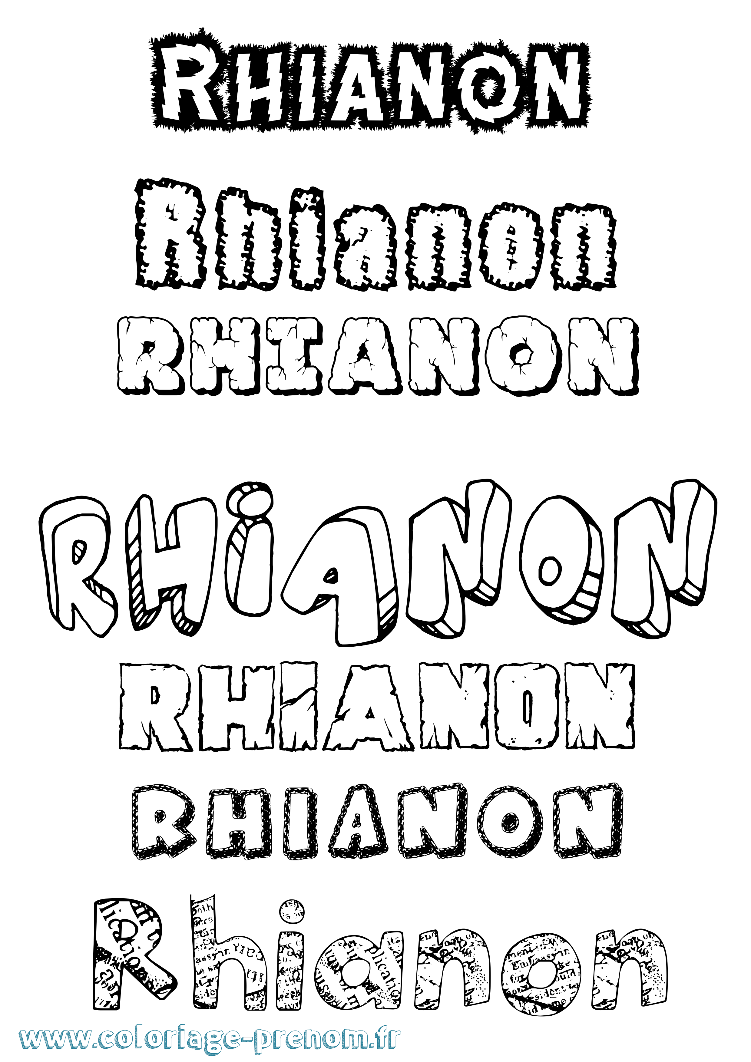 Coloriage Rhianon Destructuré Coloriage prénom Rhianon Destructuré
