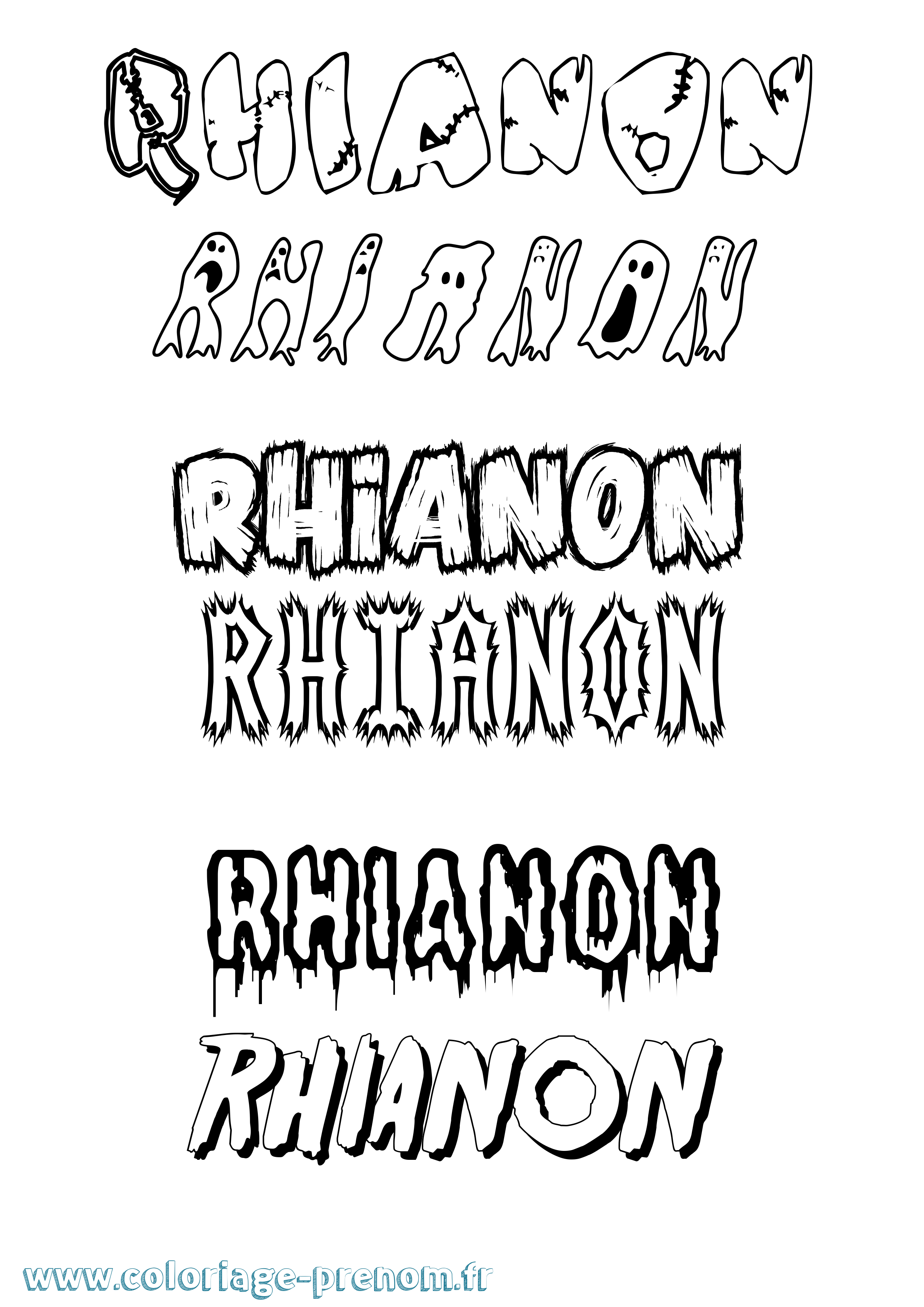 Coloriage Rhianon Frisson Coloriage prénom Rhianon Frisson