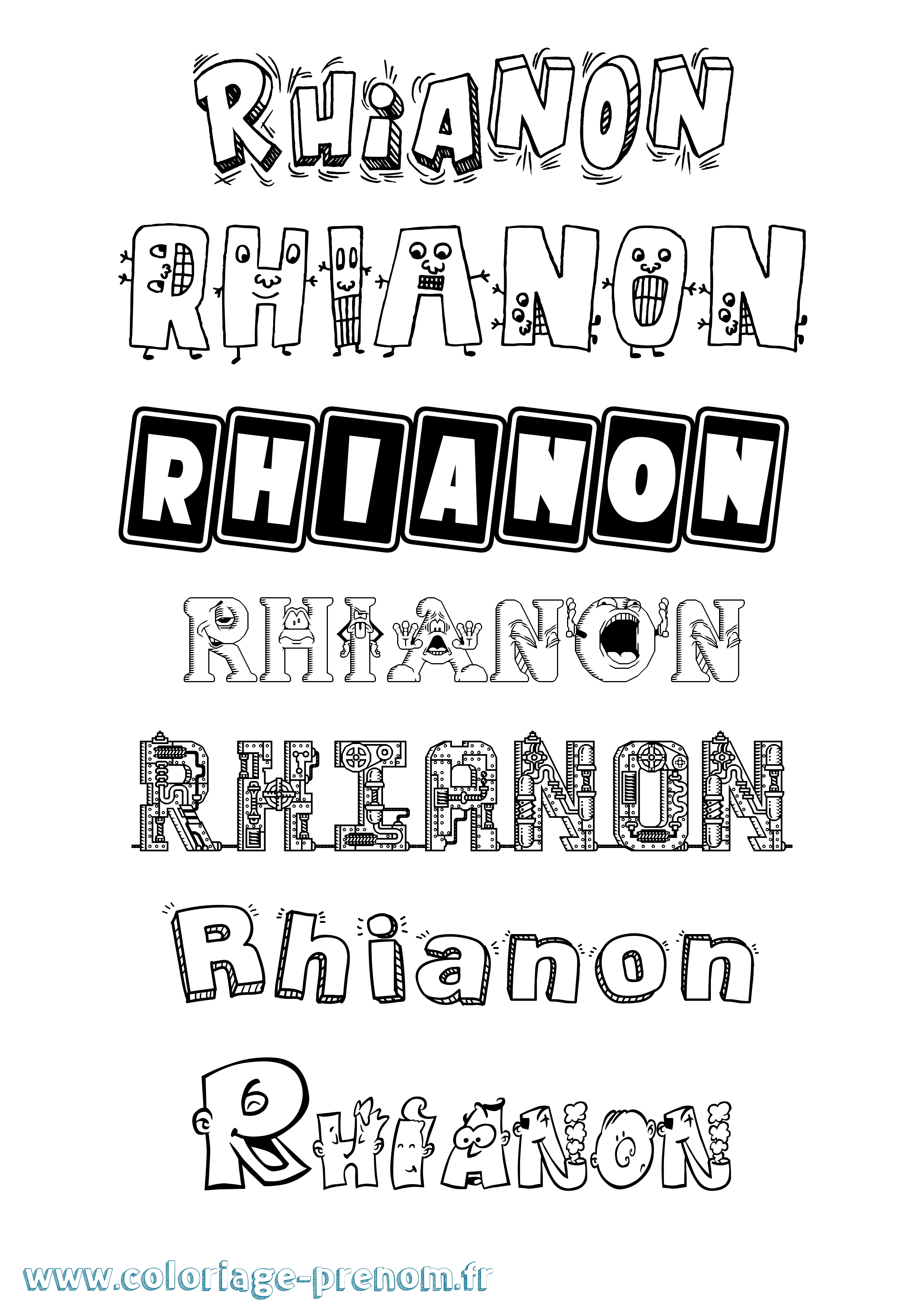 Coloriage Rhianon Fun Coloriage prénom Rhianon Fun