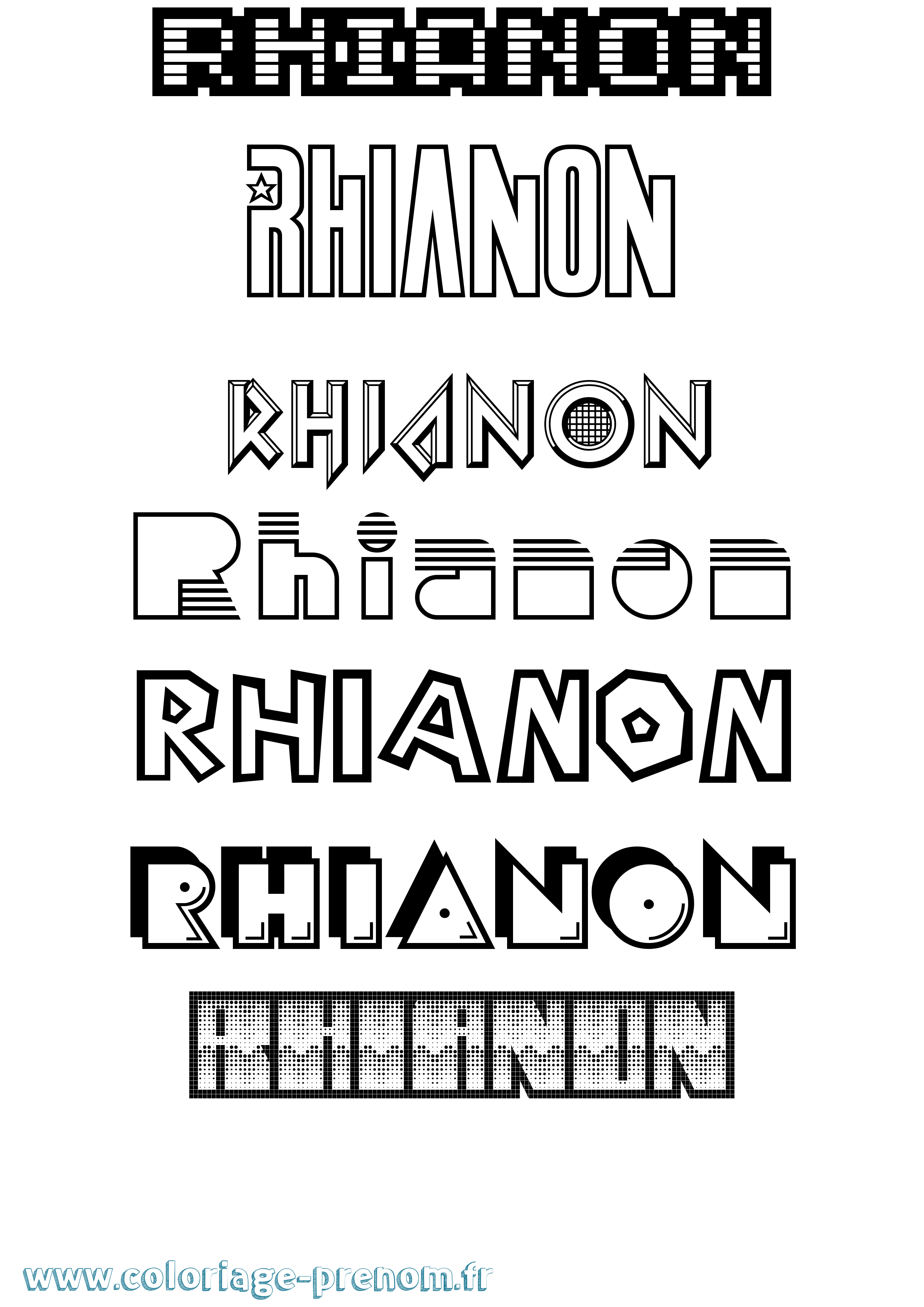 Coloriage Rhianon Jeux Vidéos Coloriage prénom Rhianon Jeux Vidéos