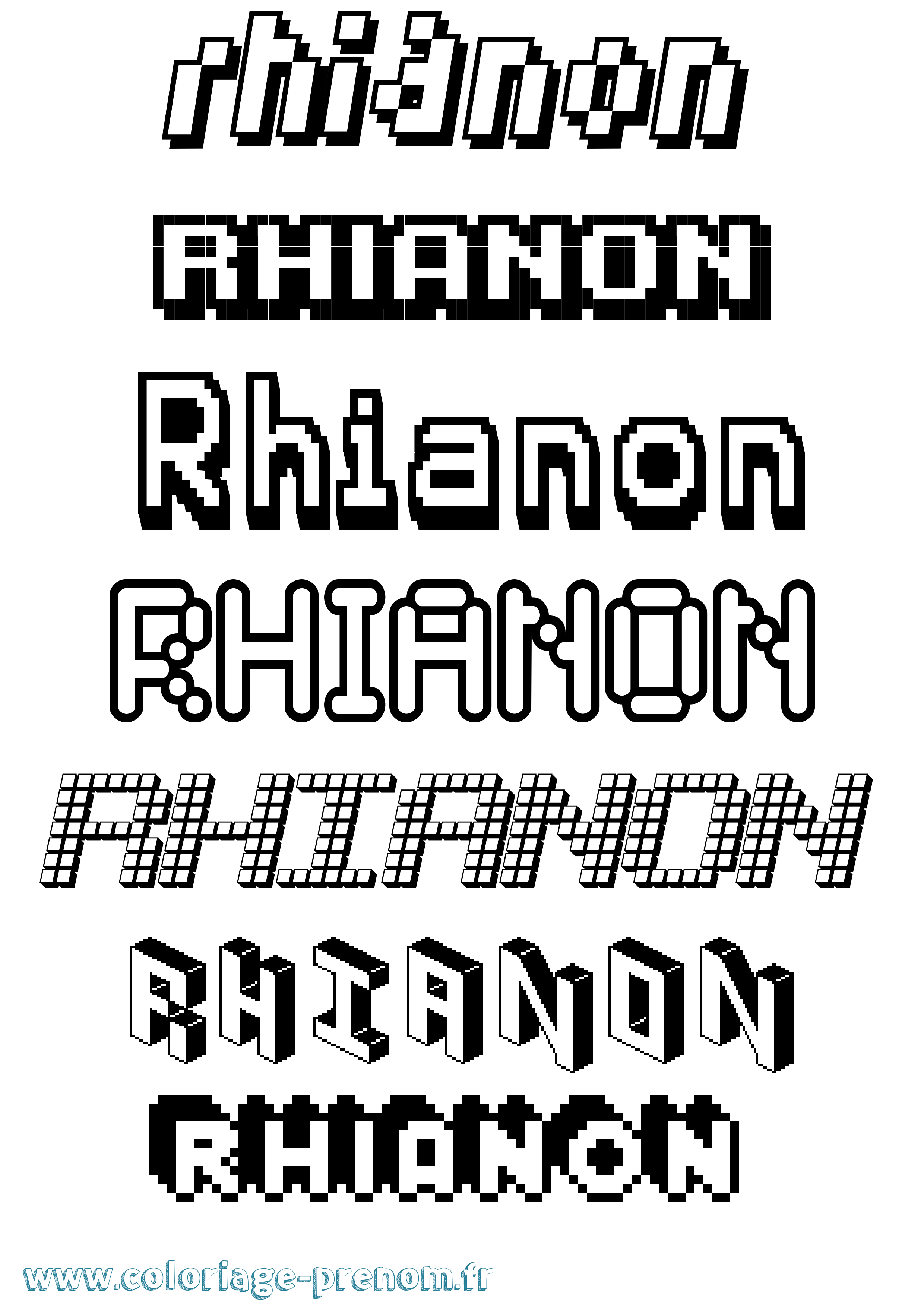 Coloriage Rhianon Pixel Coloriage prénom Rhianon Pixel