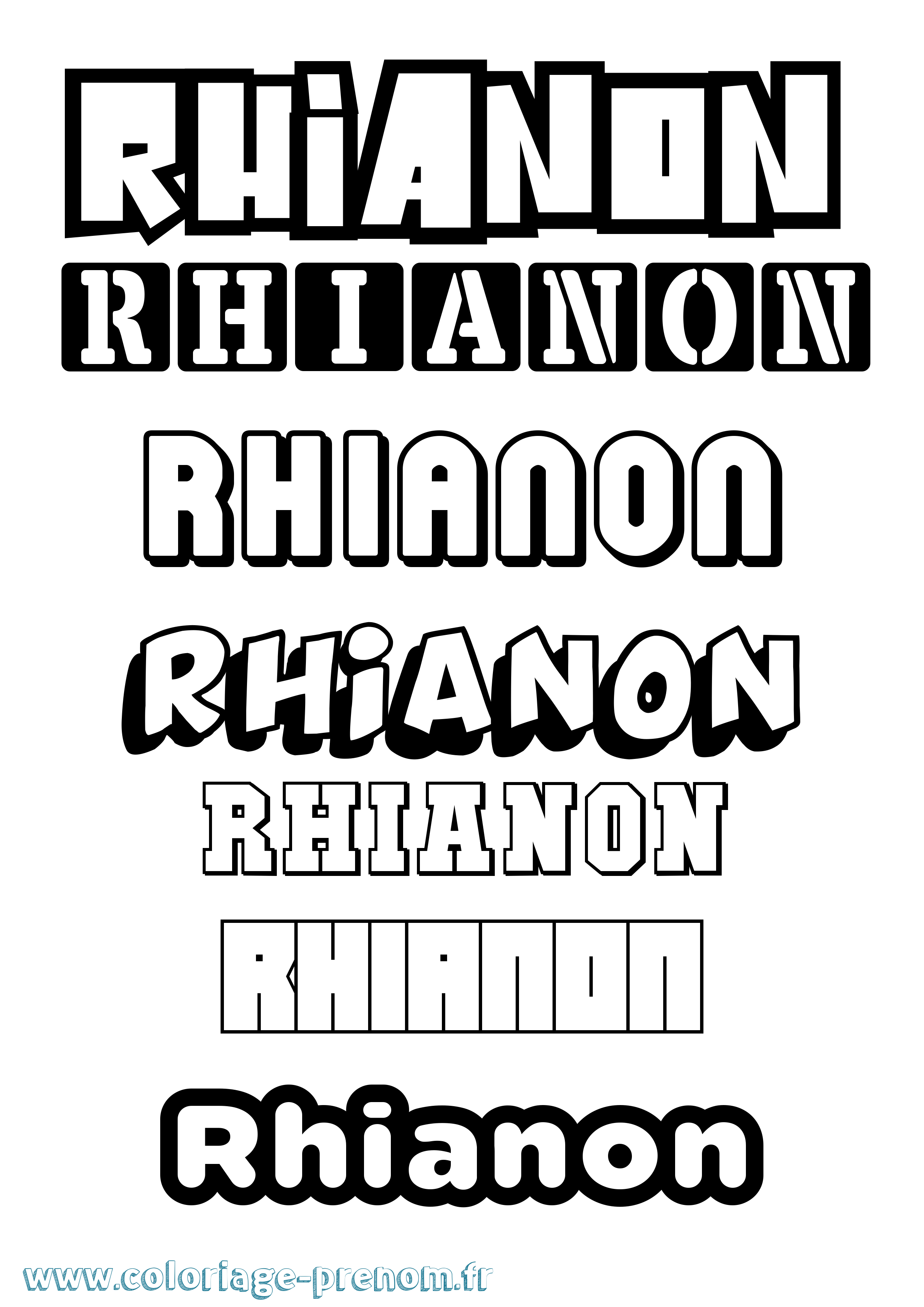 Coloriage Rhianon Simple Coloriage prénom Rhianon Simple