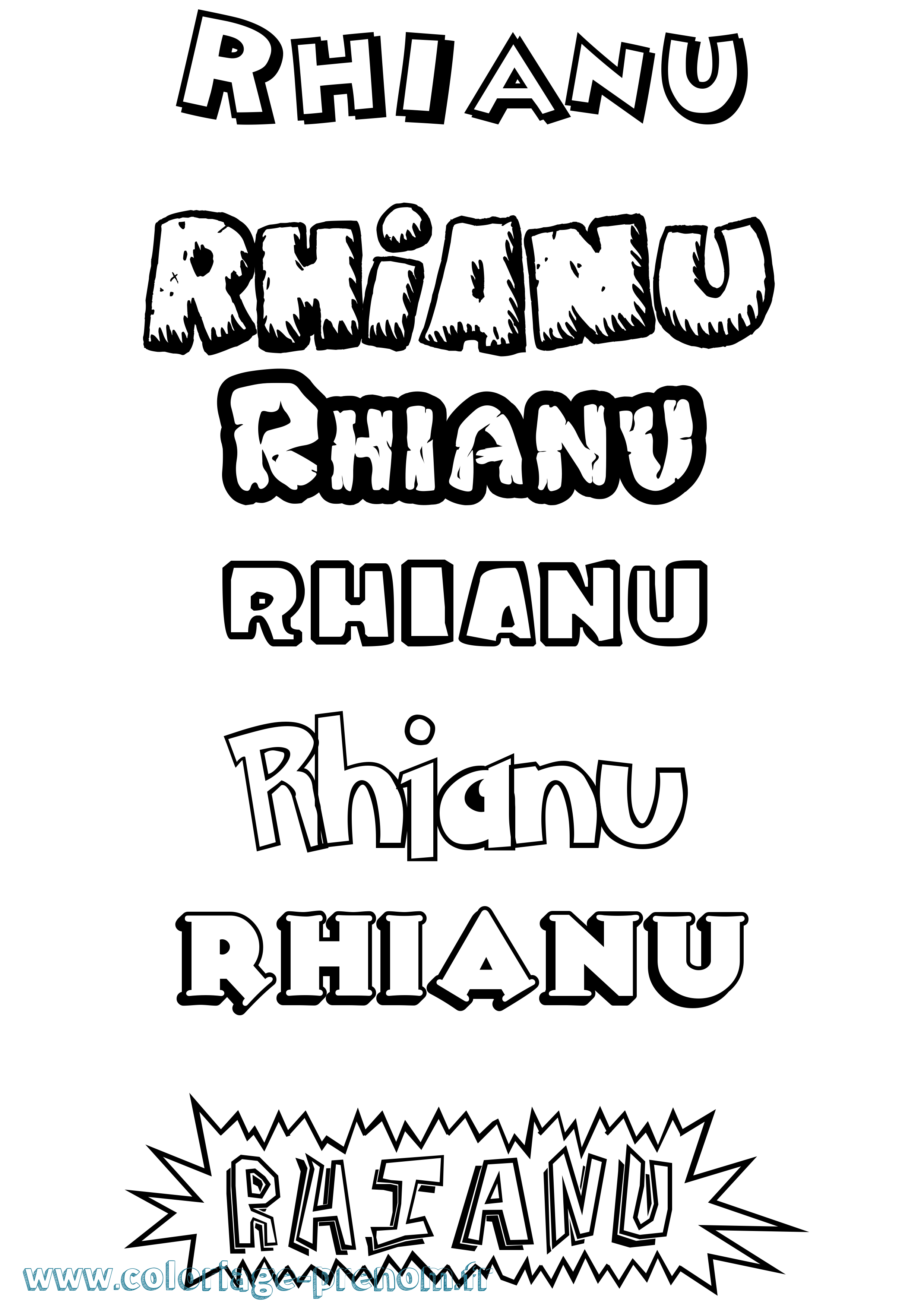 Coloriage Rhianu Dessin Animé Coloriage prénom Rhianu Dessin Animé