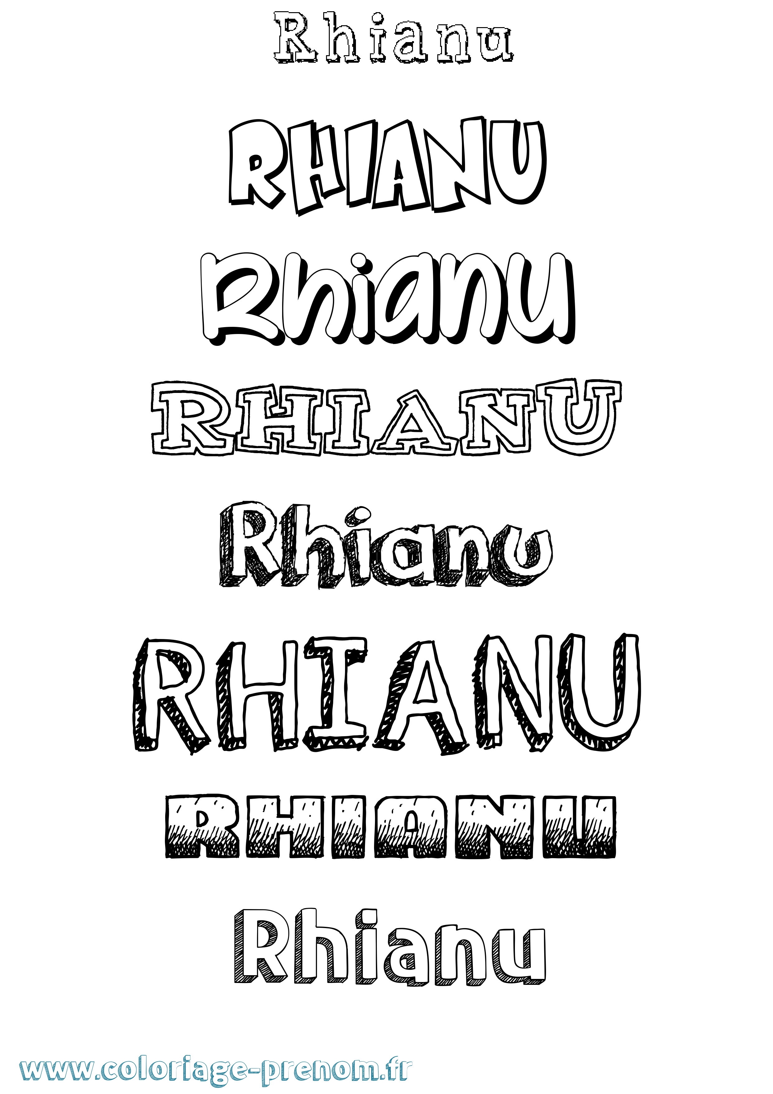Coloriage Rhianu Dessiné Coloriage prénom Rhianu Dessiné