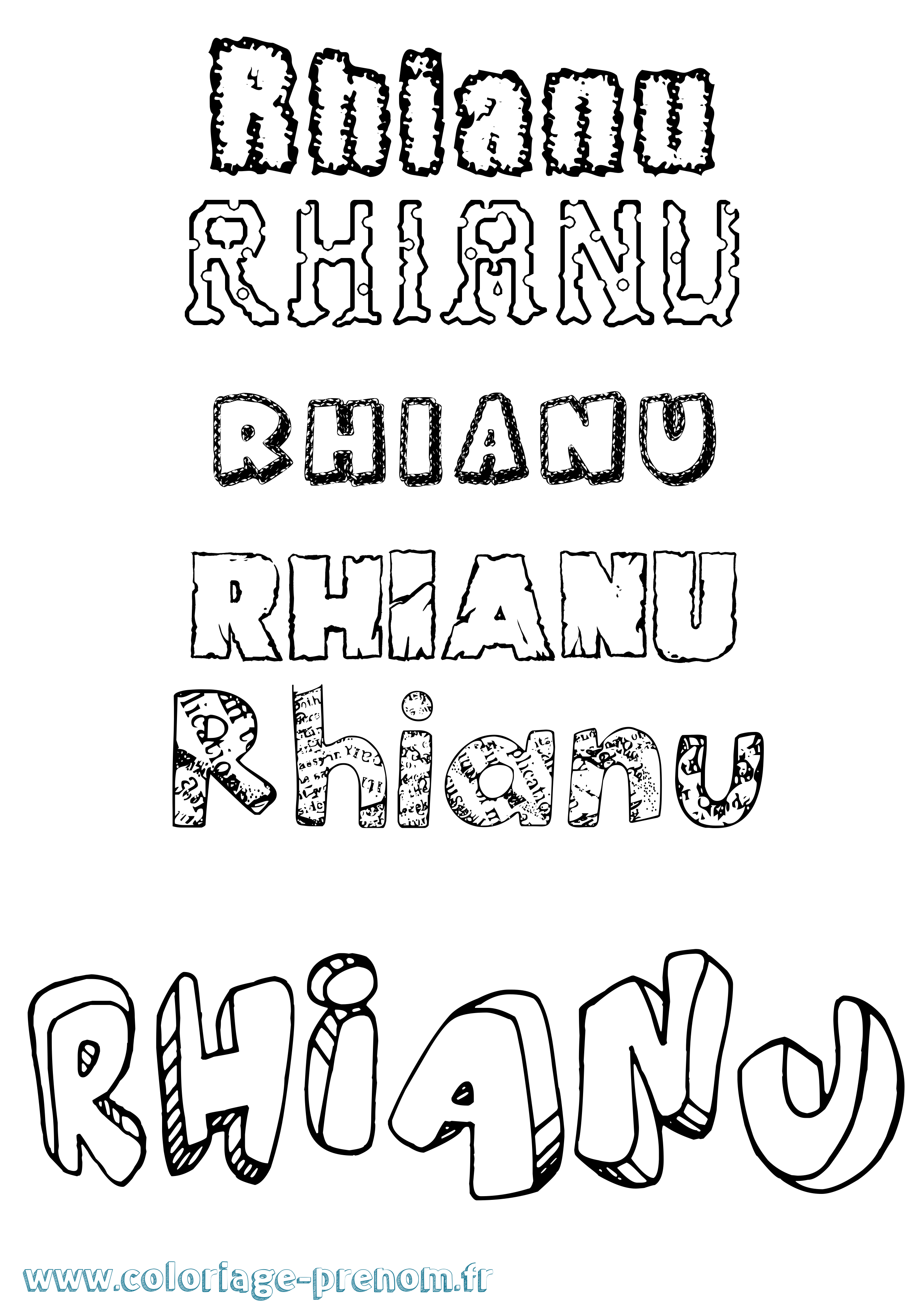Coloriage Rhianu Destructuré Coloriage prénom Rhianu Destructuré