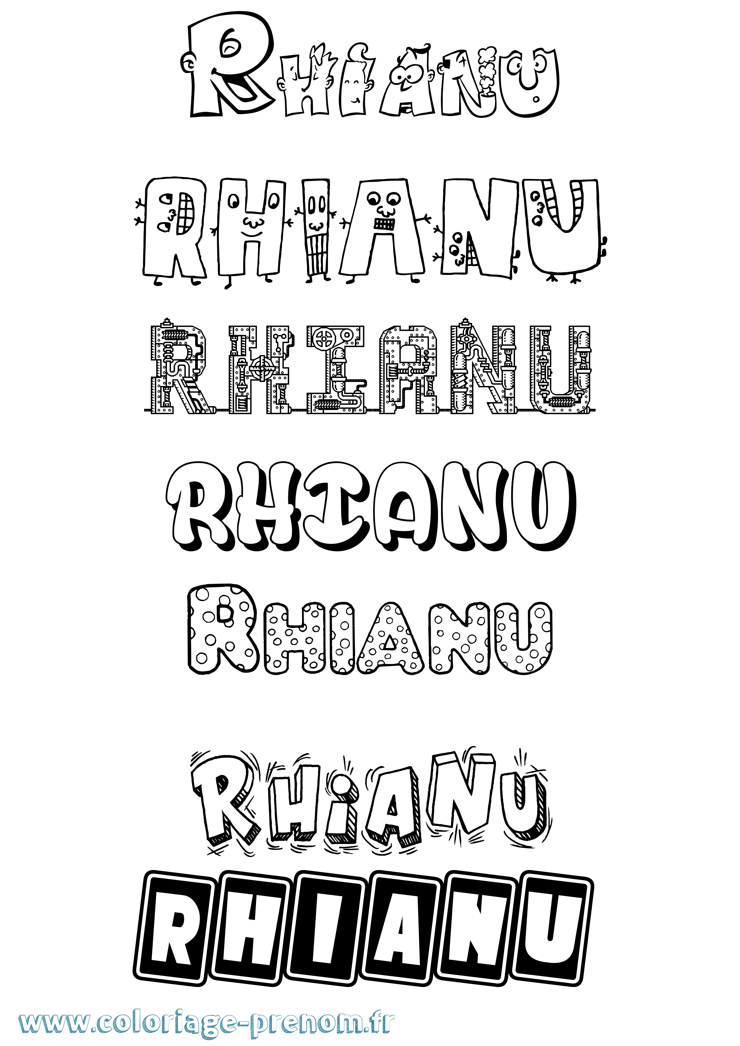 Coloriage Rhianu Fun Coloriage prénom Rhianu Fun