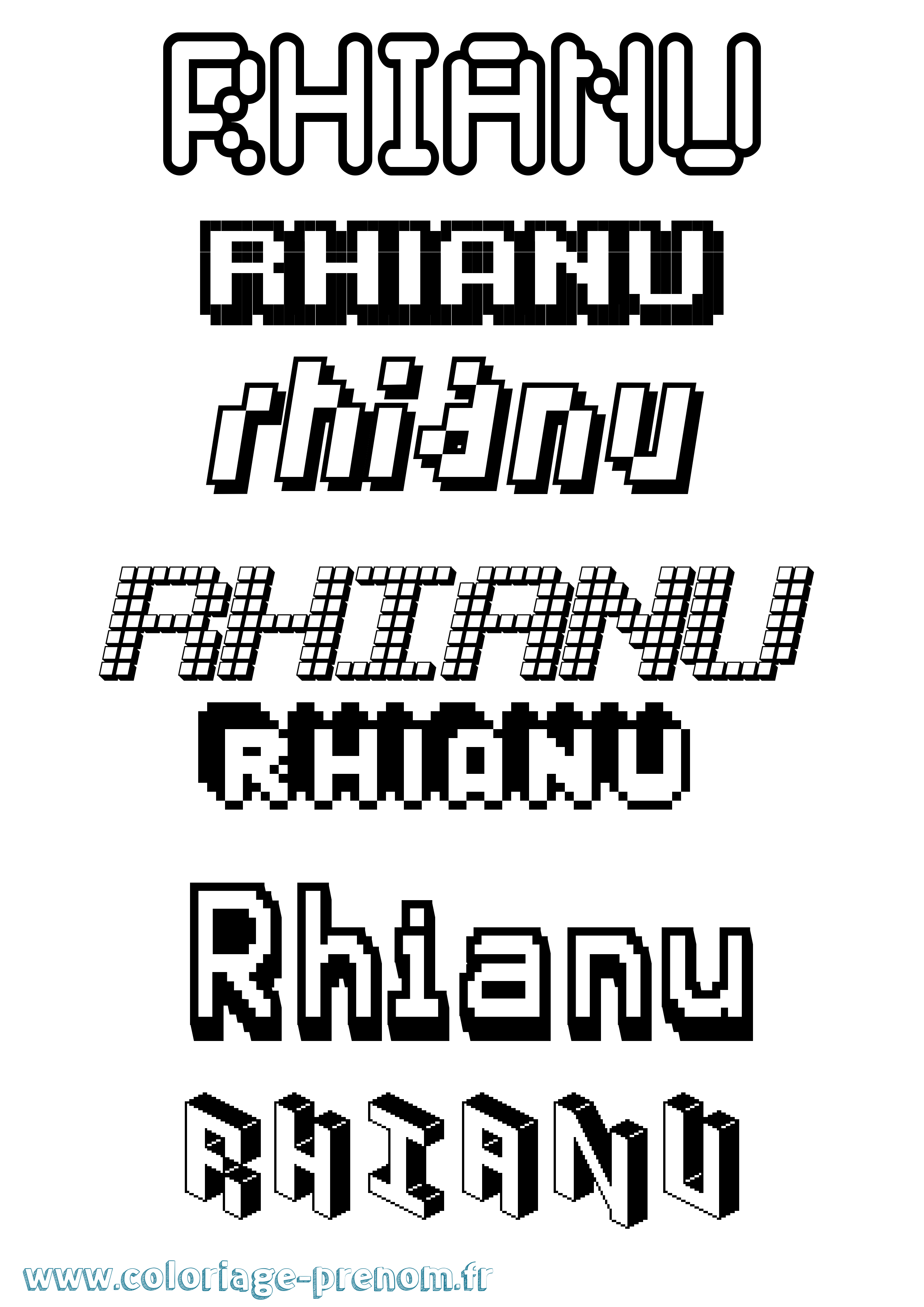 Coloriage Rhianu Pixel Coloriage prénom Rhianu Pixel