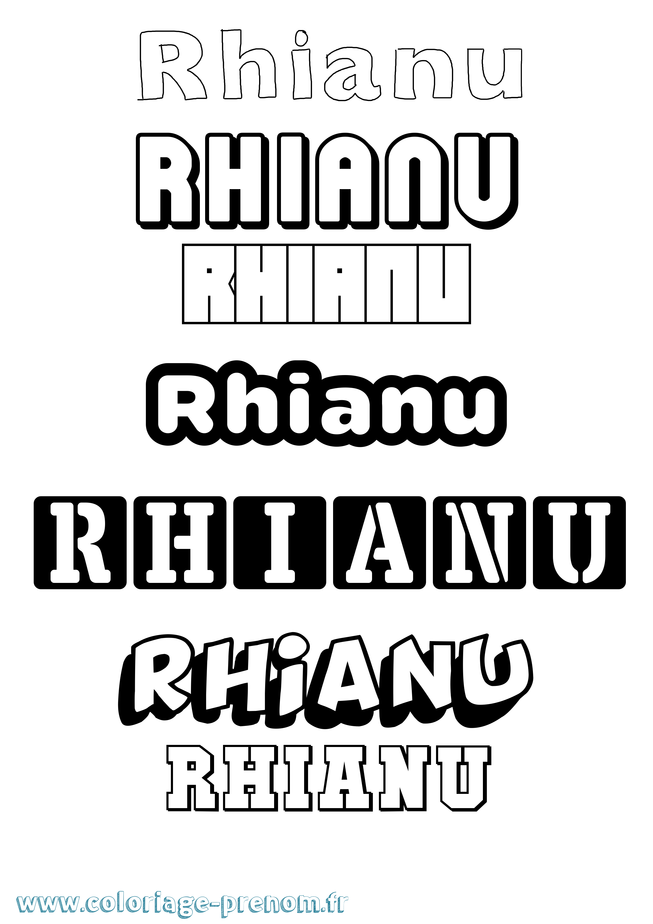 Coloriage Rhianu Simple Coloriage prénom Rhianu Simple