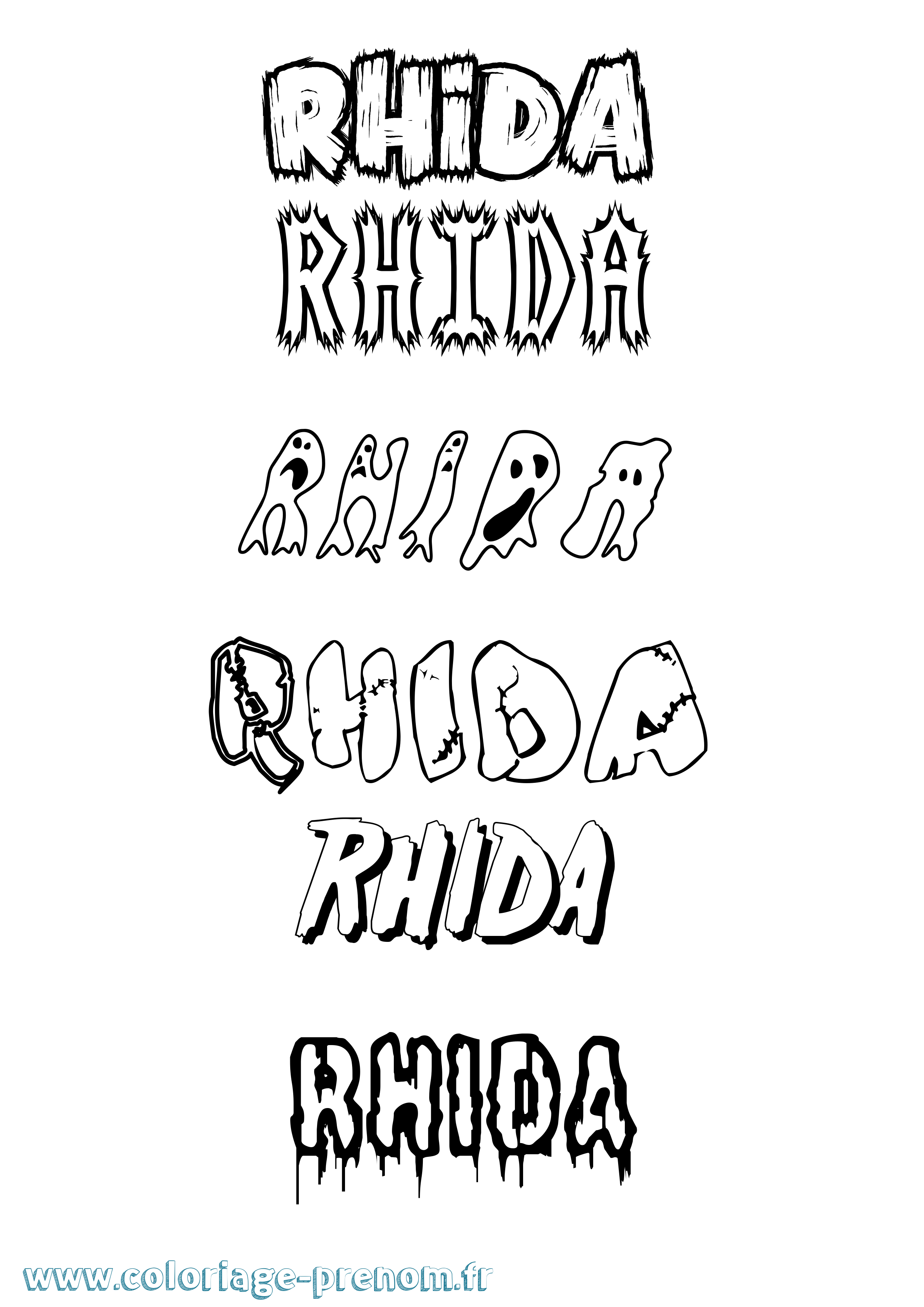 Coloriage Rhida Frisson Coloriage prénom Rhida Frisson