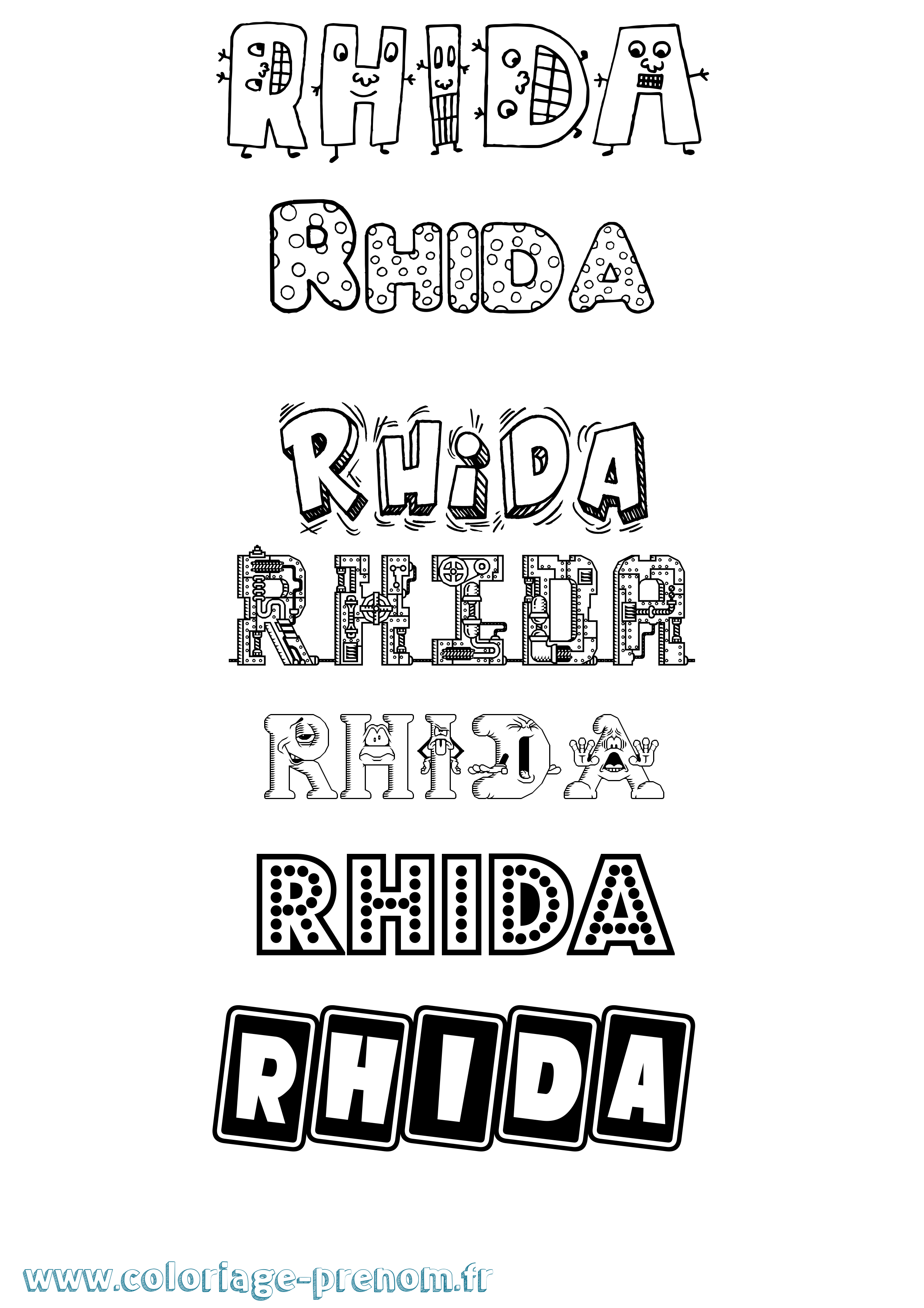 Coloriage Rhida Fun Coloriage prénom Rhida Fun