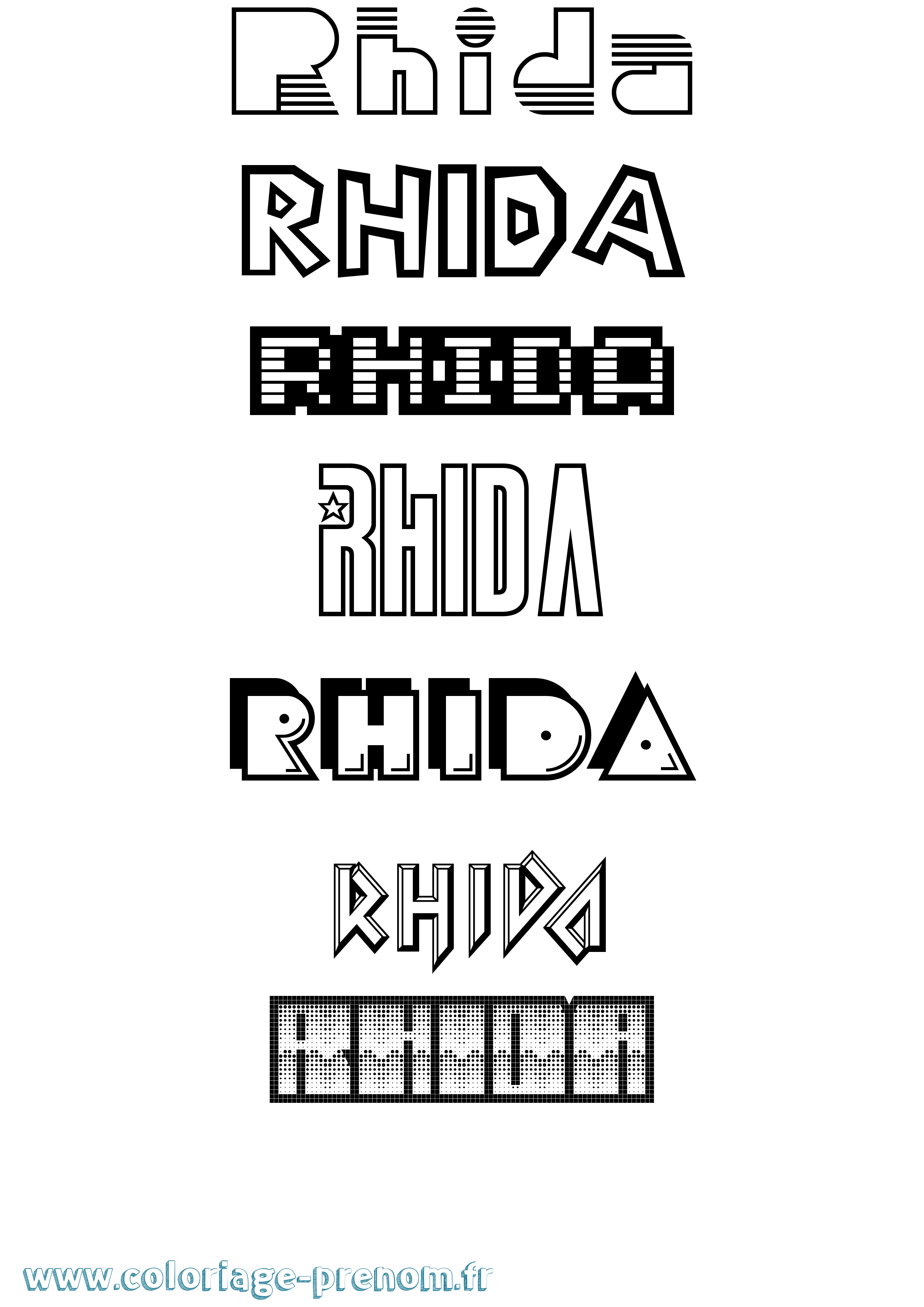 Coloriage Rhida Jeux Vidéos Coloriage prénom Rhida Jeux Vidéos