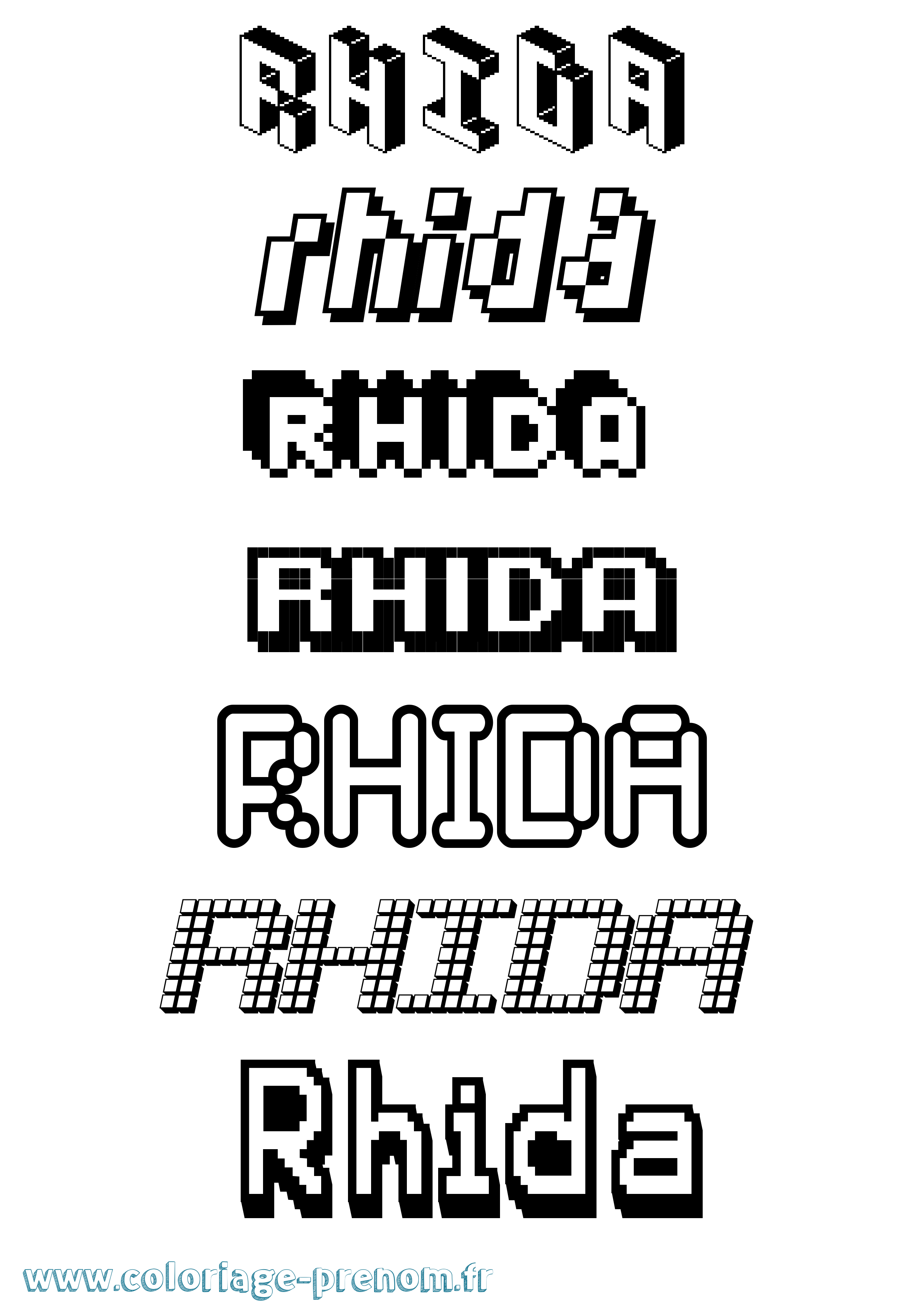Coloriage Rhida Pixel Coloriage prénom Rhida Pixel