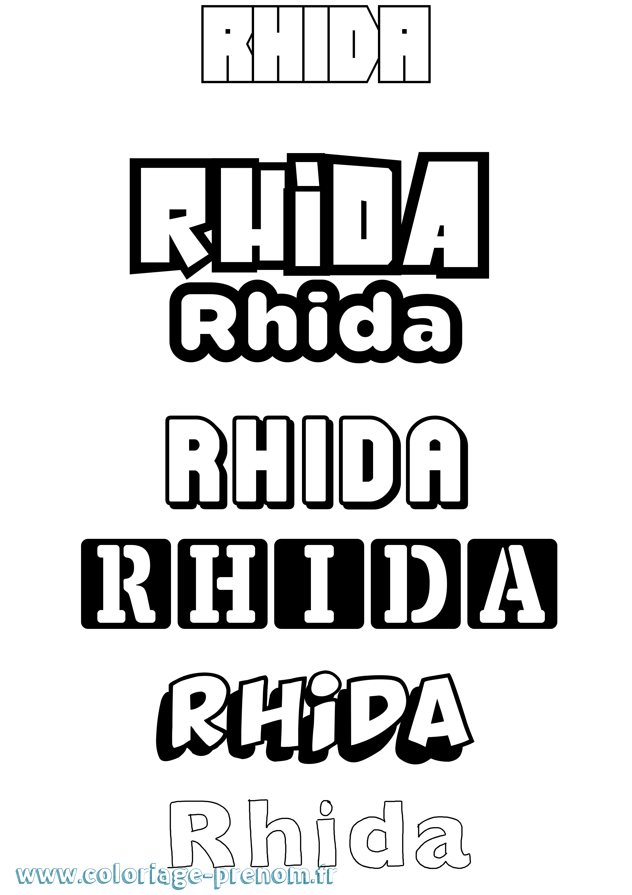 Coloriage Rhida Simple Coloriage prénom Rhida Simple