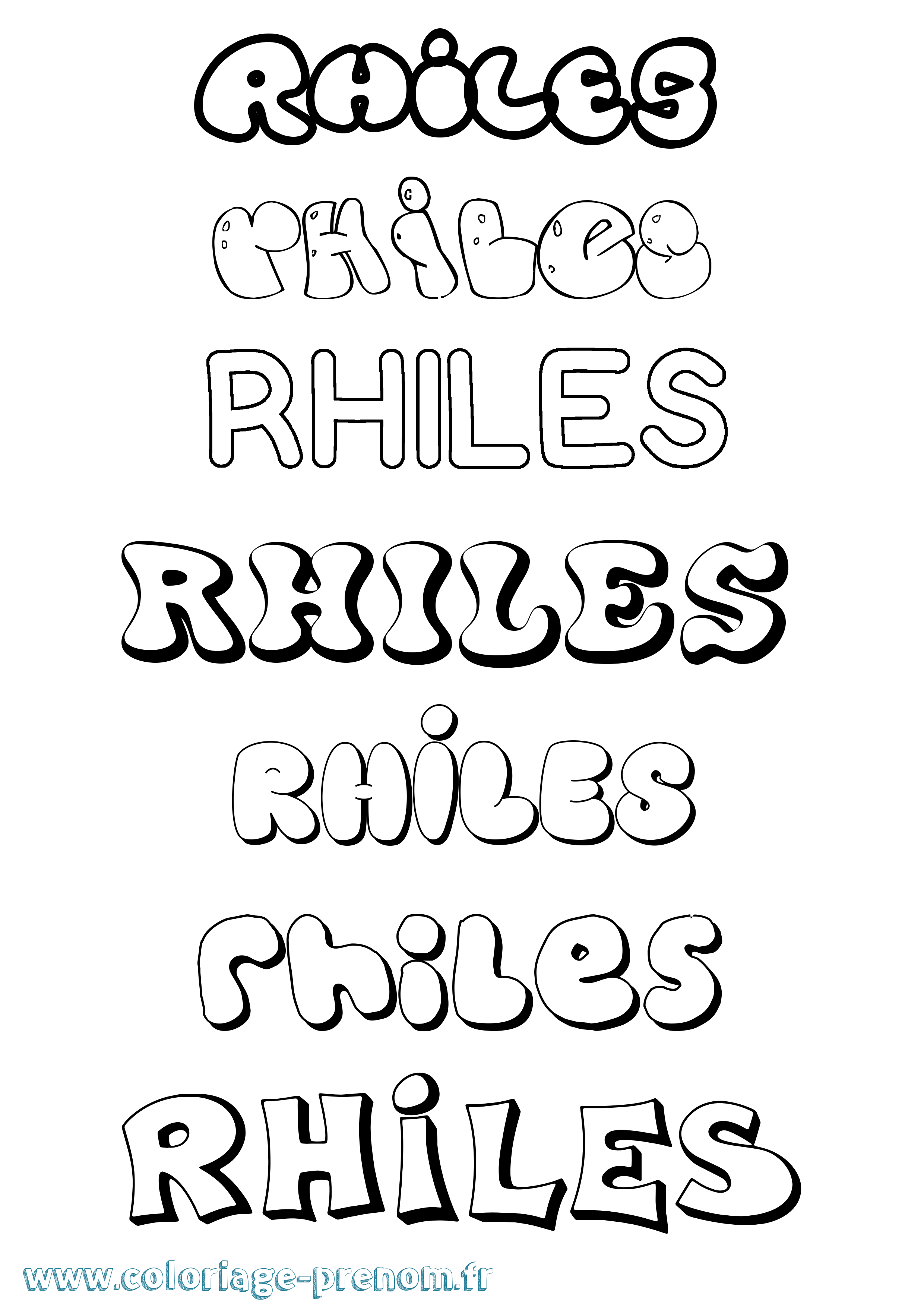 Coloriage Rhiles Bubble Coloriage prénom Rhiles Bubble