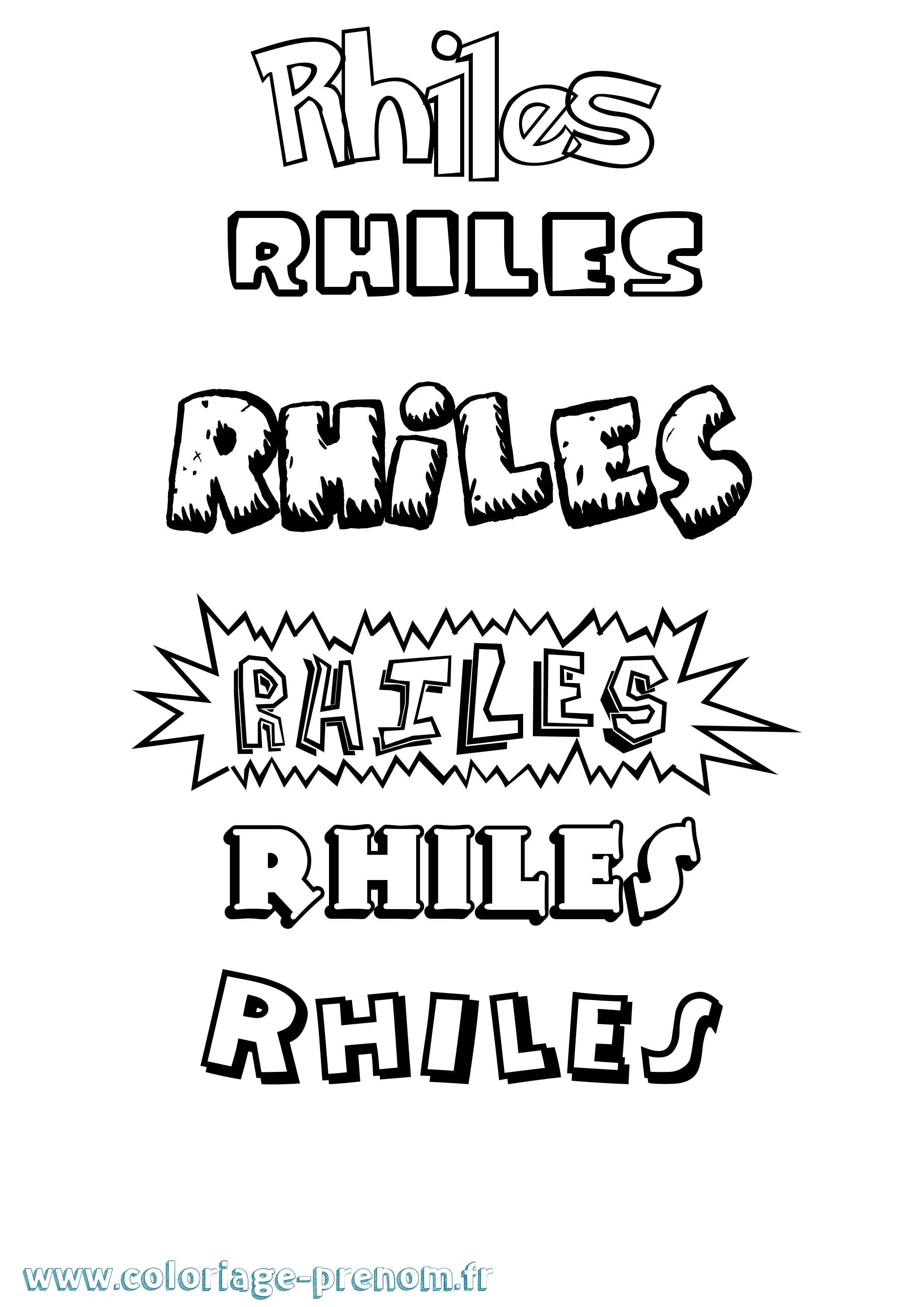 Coloriage Rhiles Dessin Animé Coloriage prénom Rhiles Dessin Animé