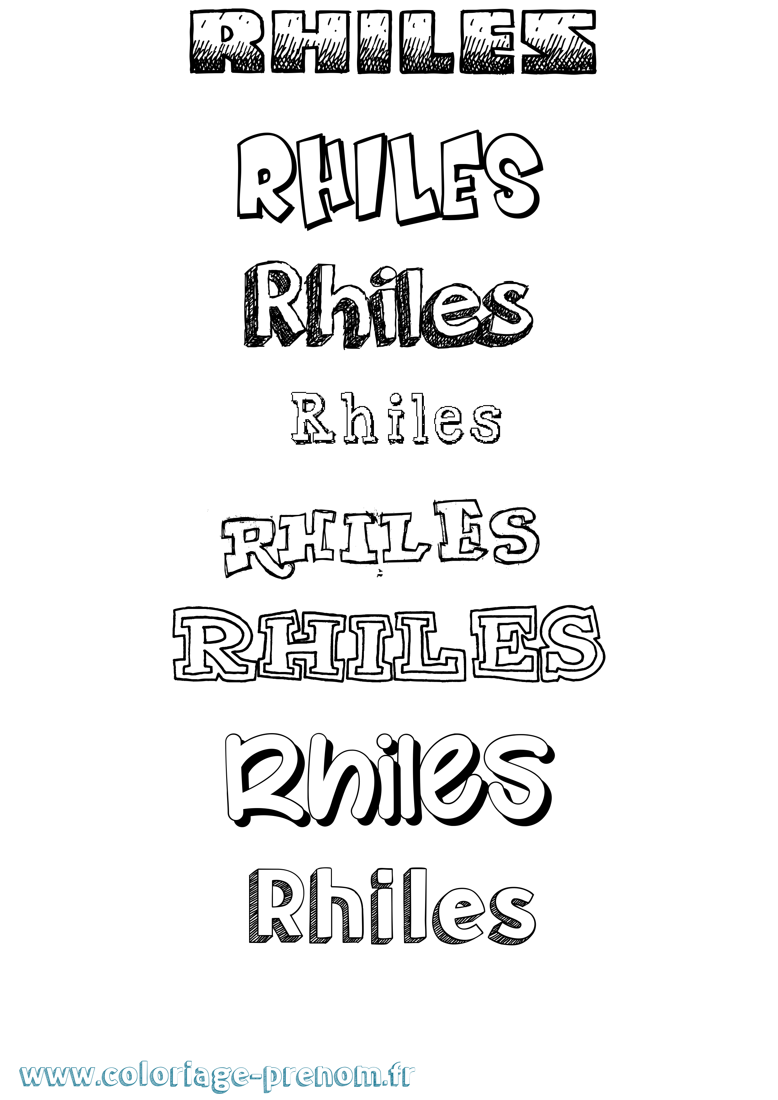 Coloriage Rhiles Dessiné Coloriage prénom Rhiles Dessiné