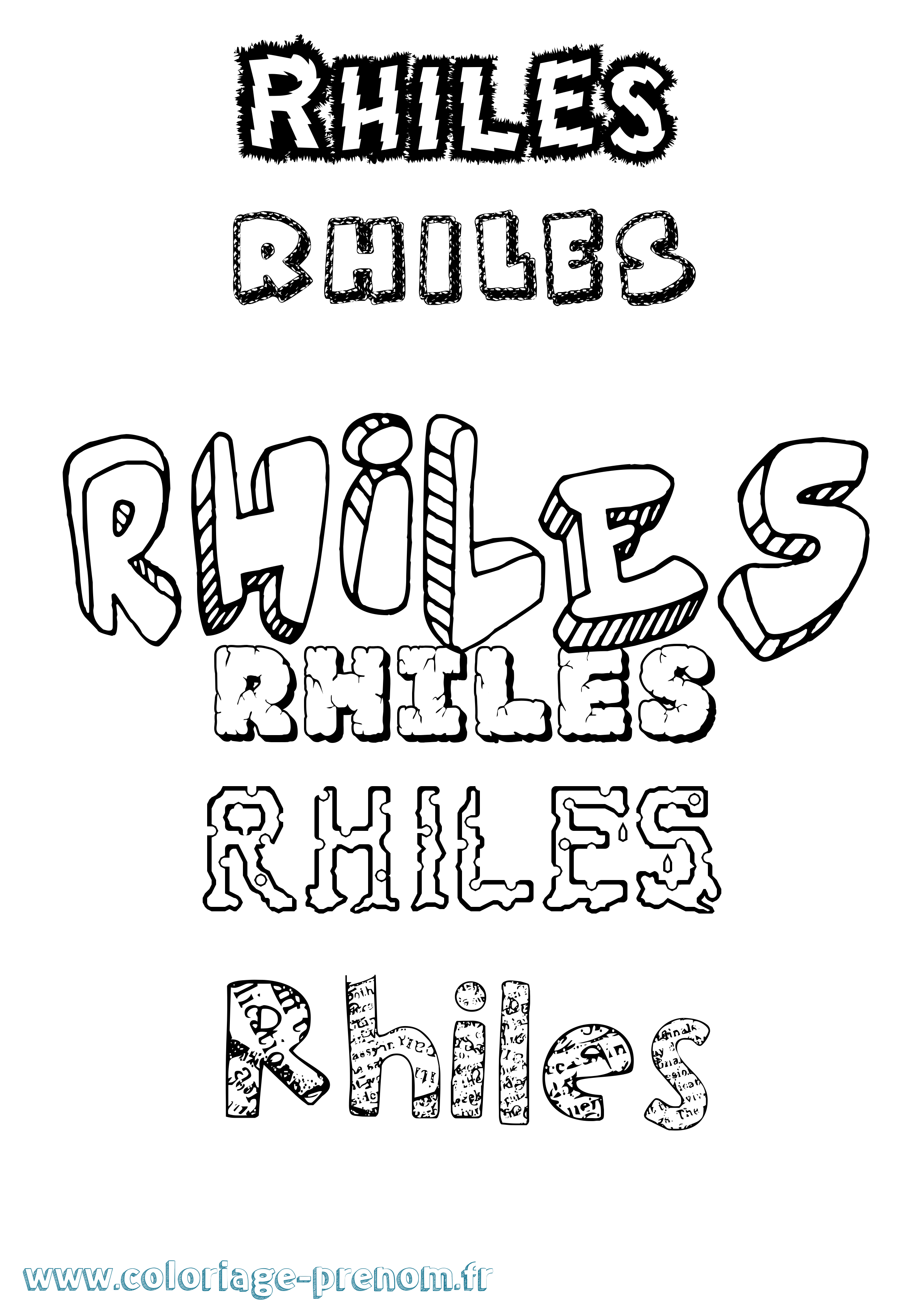 Coloriage Rhiles Destructuré Coloriage prénom Rhiles Destructuré